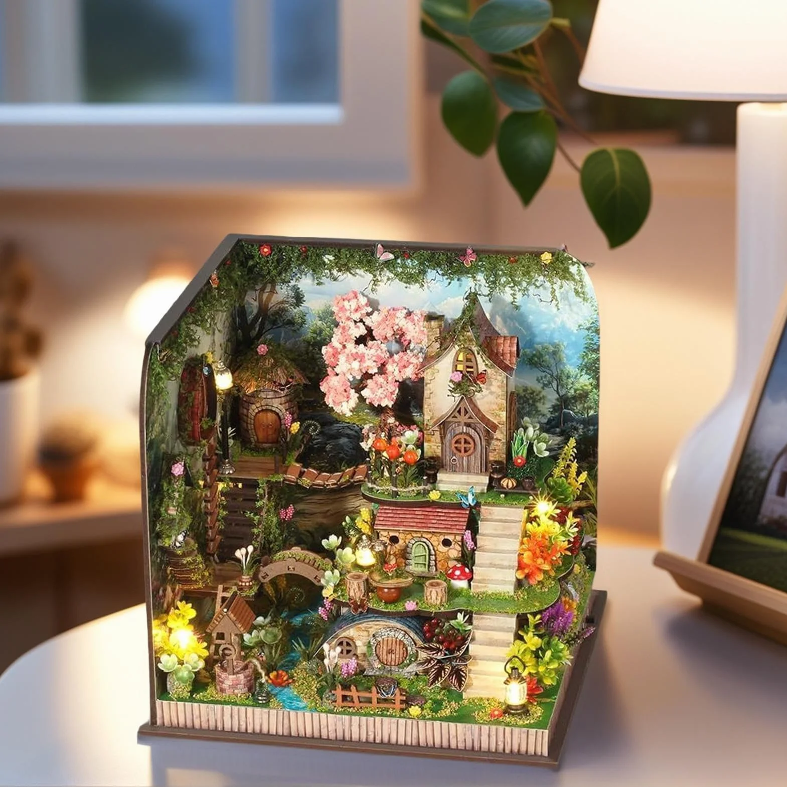 Zestaw Miniaturowy Domek Twórczy Zestaw Do Składania Czytelniczego Kącika | Ręcznie Robiony Model Domu Dla Dorosłych Nastolatków Do Domu Sypialni I Regału Ekspozycja