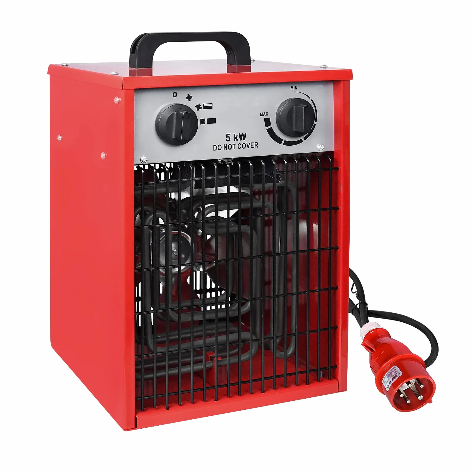 HENGMEI Termowentylator elektryczny z 4 stopniami ogrzewania, profesjonalny grzejnik budowlany grzejnik elektryczny, promiennik ciepła z termostatem, dmuchawa grzewcza, napięcie sieciowe 400 V (5 kW)