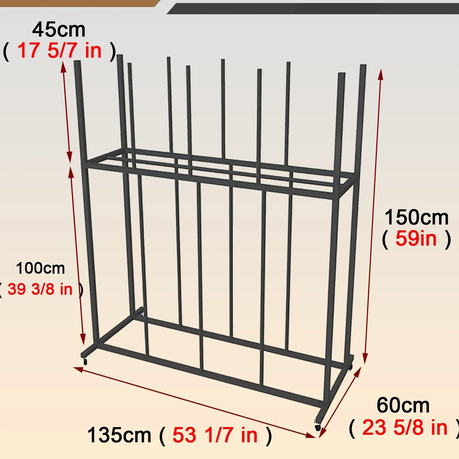 Portab na stojaku do przechowywania z kółkami, wytrzymały karton, przegroda, wózek do przeprowadzki magazynu i stojak ekspozycyjny (135 x 60 x 150 cm, mieści 100–150 pudełek)