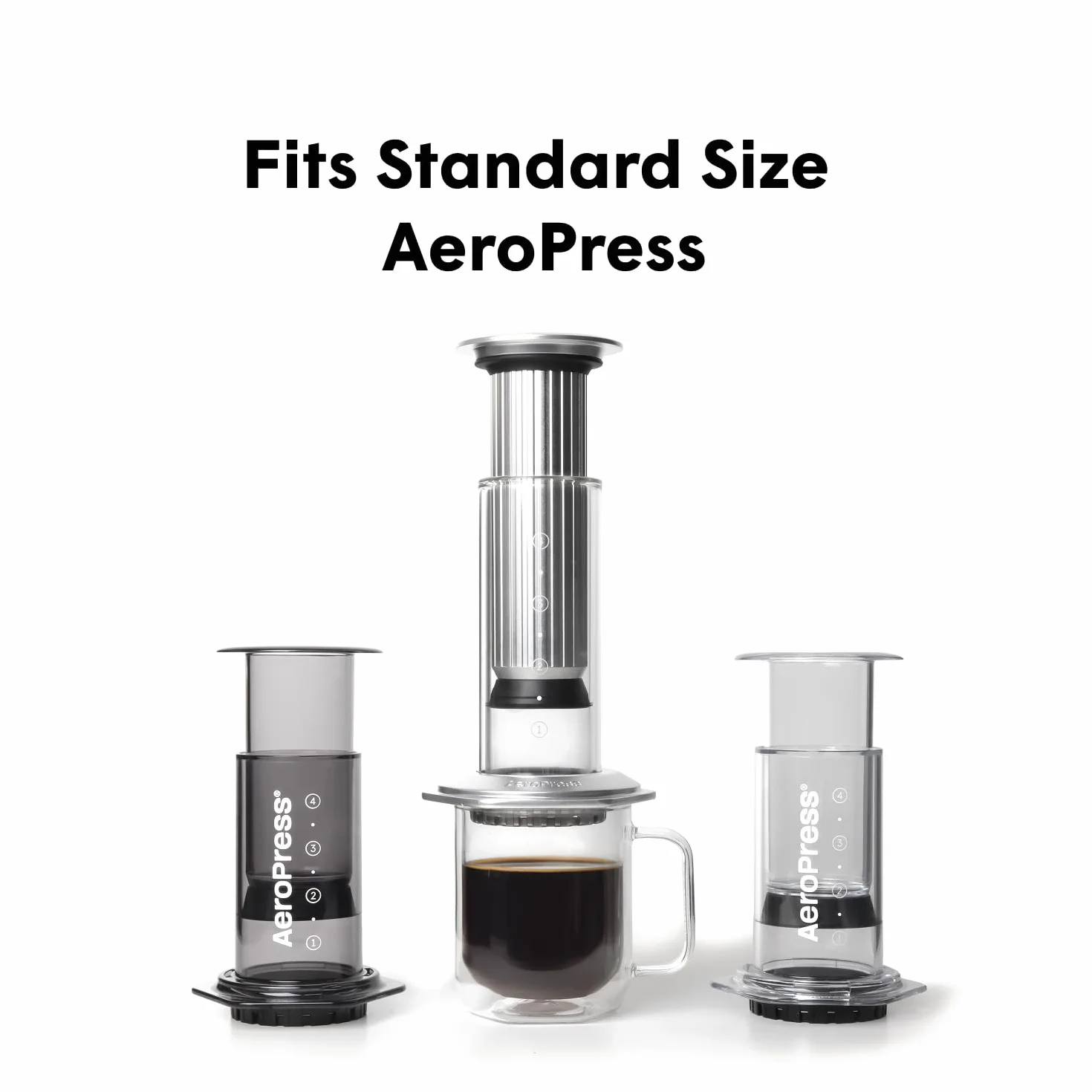 AeroPress Double Wall Glass Coffee Mug Szklanki z Podwójnymi Ściankami z Borokrzemowego Szkła. Przezroczyste Kubki z Uchwytami, Szeroką Podstawą, Grubym Szkłem – zaprojektowane do parzenia z AeroPress