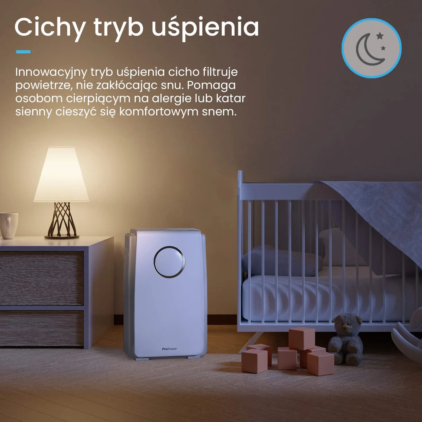ProBreeze Oczyszczacz Powietrza z Jonizatorem do Domu, Filtr HEPA Węglowy, 4 Stopnie Filtracji, Generator Jonów Ujemnych, Duży Katalizator, dla Dzieci Zwierząt Palaczy Alergików Astmatyków