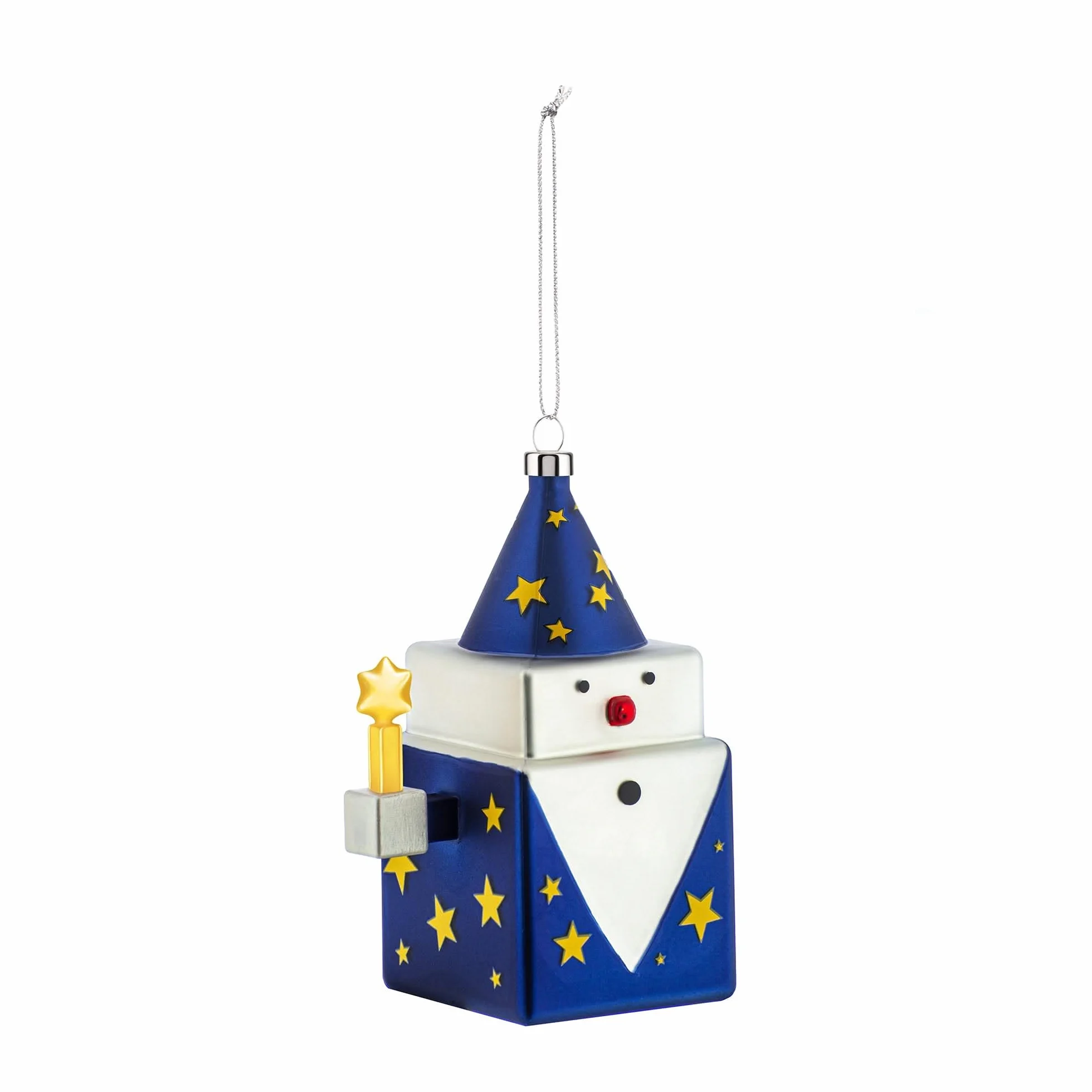 Alessi Cubomago GJ02 10 - Dekoracja świąteczna w stylu vintage, przedstawiająca czarodzieja, ręcznie zdobione dmuchane szkło, wielobarwny
