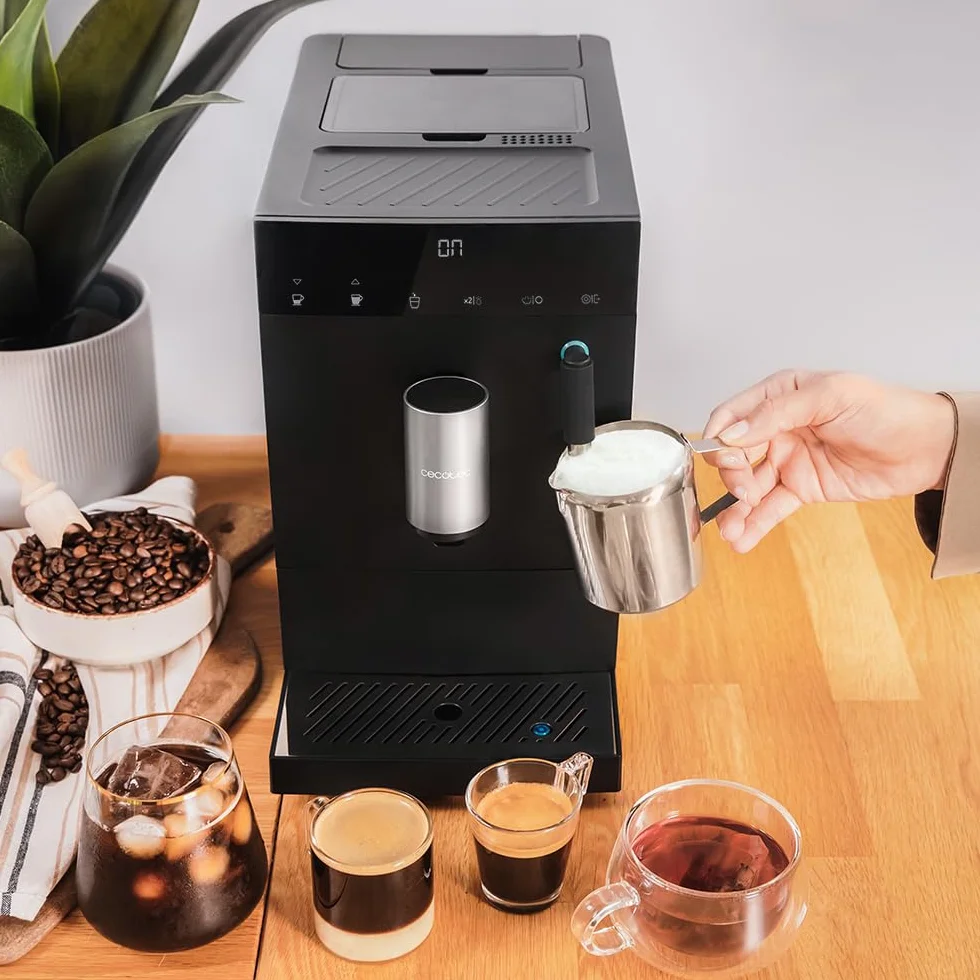 Cecotec Kompaktowy ekspres do kawy Cumbia Cremmaet Compact Steam. 1350 W, 19 barów, Thermoblock, Plug&Play, Niestandardowa kawa, 5 poziomów mielenia, samoczyszczenie, Parowiec