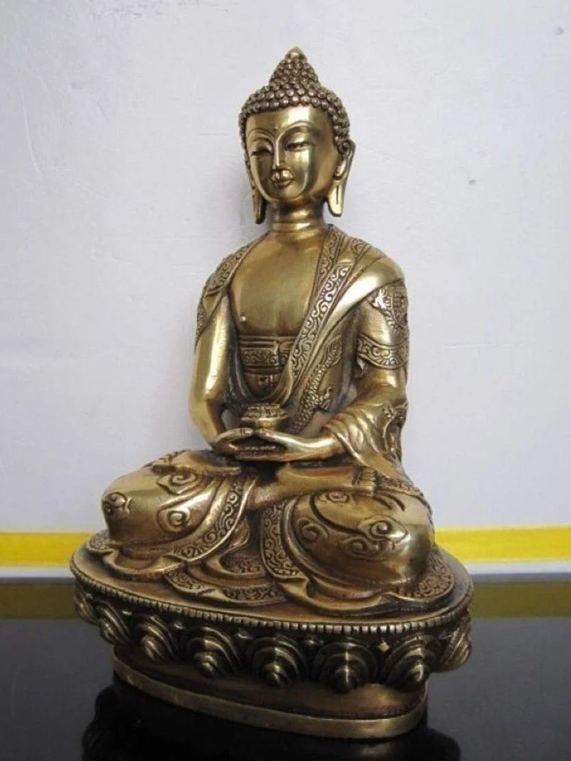 Fashion158 Tybetański Budda Tybetański Amitabha na tylnej stronie smoka posąg z brązu Buddy metal rękodzieło rodzina dekoracje prezenty