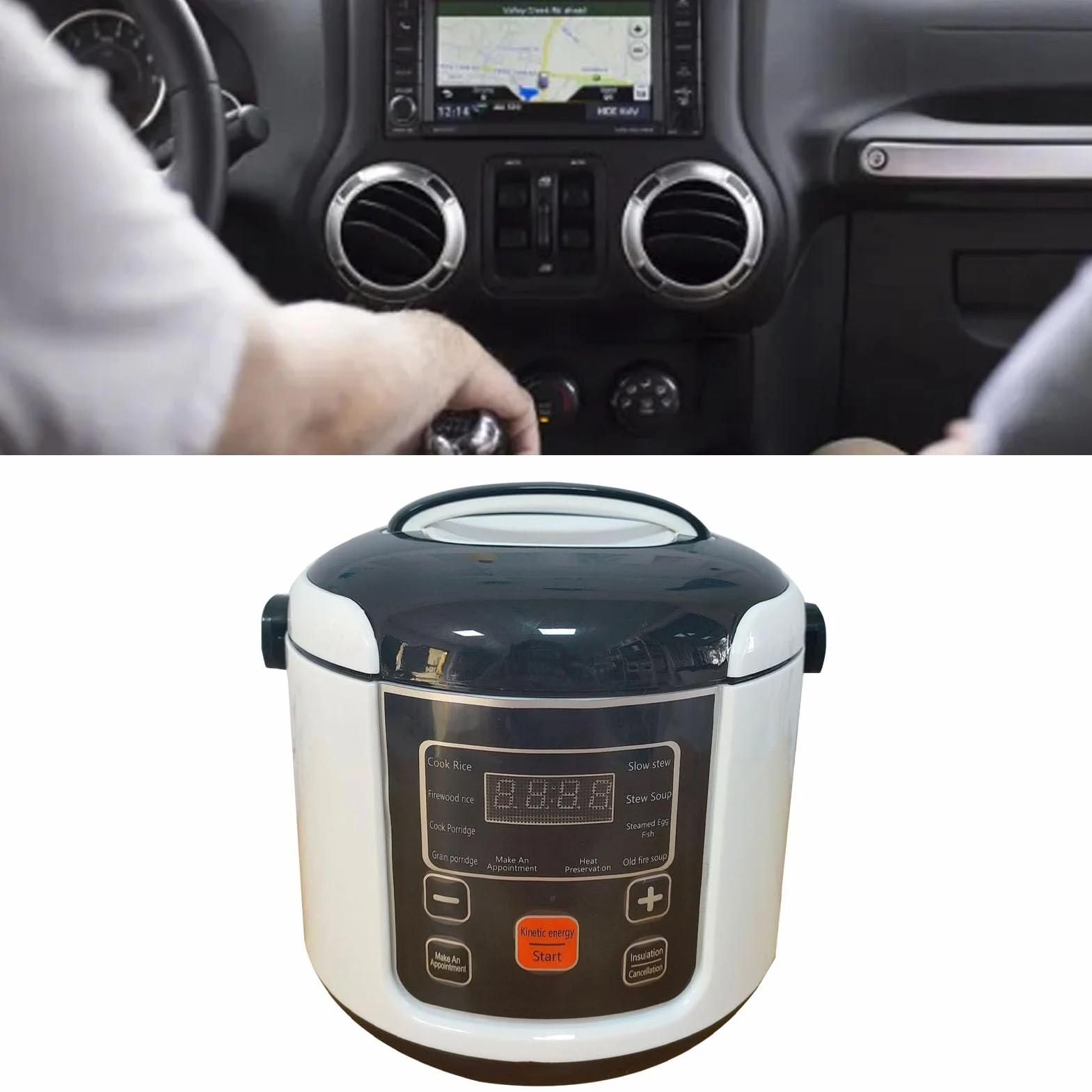 Mini Elektryczna Kuchenka do Gotowania Ryżu, Przenośna Funkcja Utrzymywania Ciepła dla 2-4 Osób Camping RV Green 2L (24V)