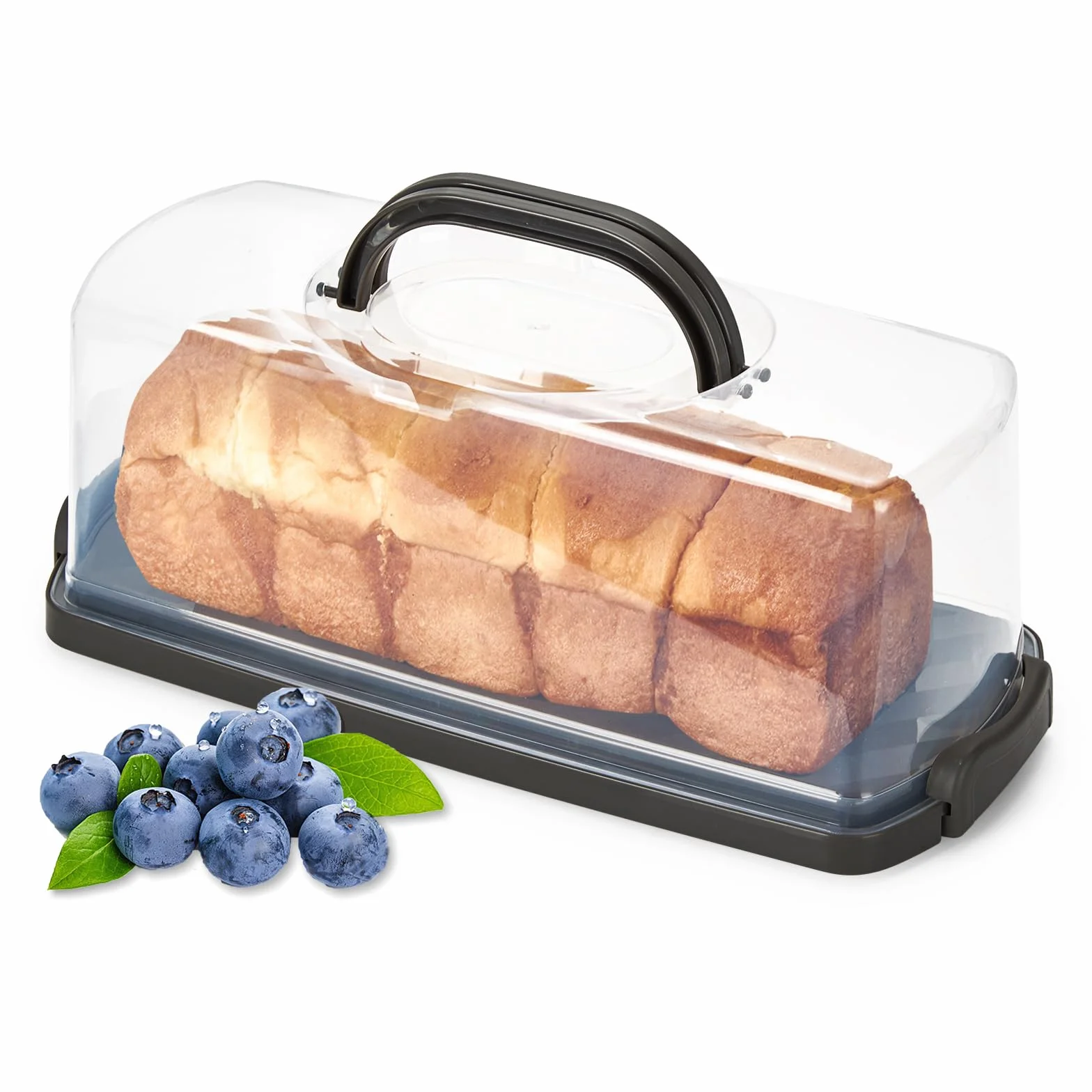 Ohuhu Prostokątny pojemnik na ciasto z pokrywką i uchwytem, pudełko na ciasto 33 x 13 x 9,5 cm, pojemnik na bochenek, świetny prezent dla kobiet
