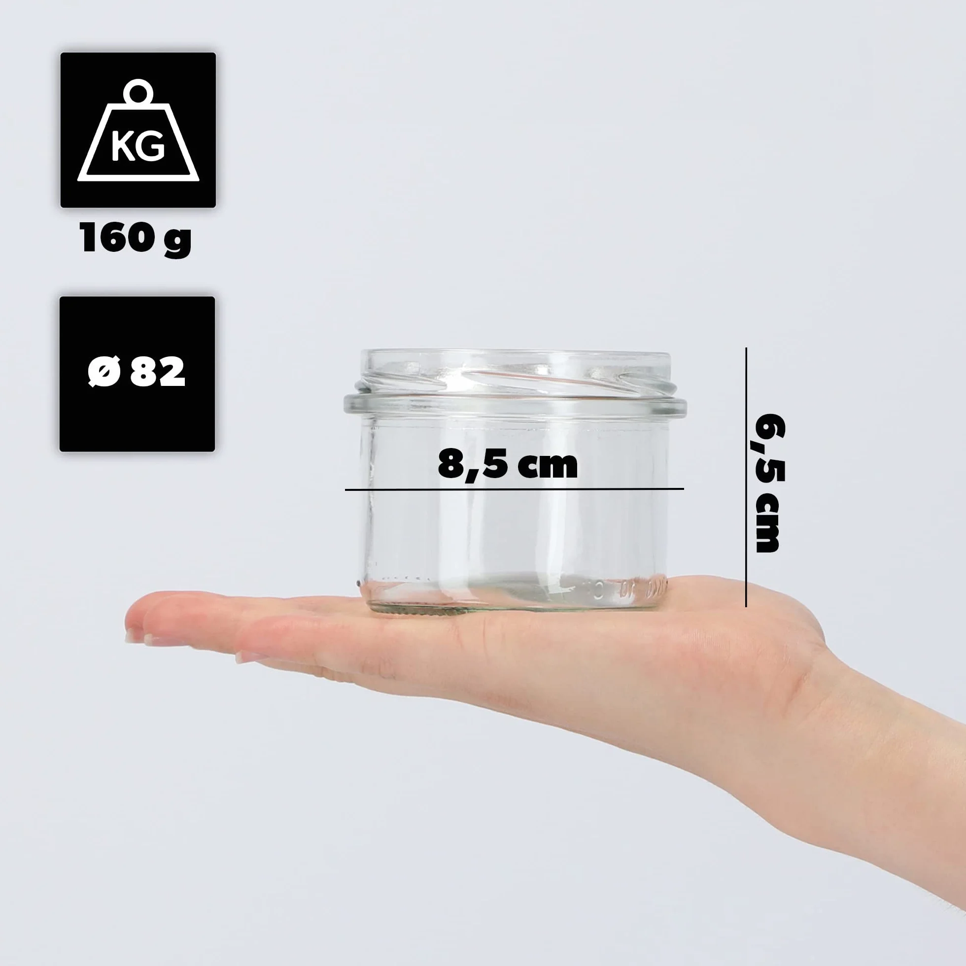 KADAX Zestaw 10 słoików na dżem, 235 ml, z zakręcanymi pokrywkami, w kolorze niebieskim/białym, Ø 82 mm – słoiki na dżem, chutney, marynowane warzywa, pasztety, kiełbasy, mięso, jedzenie dla niemowląt