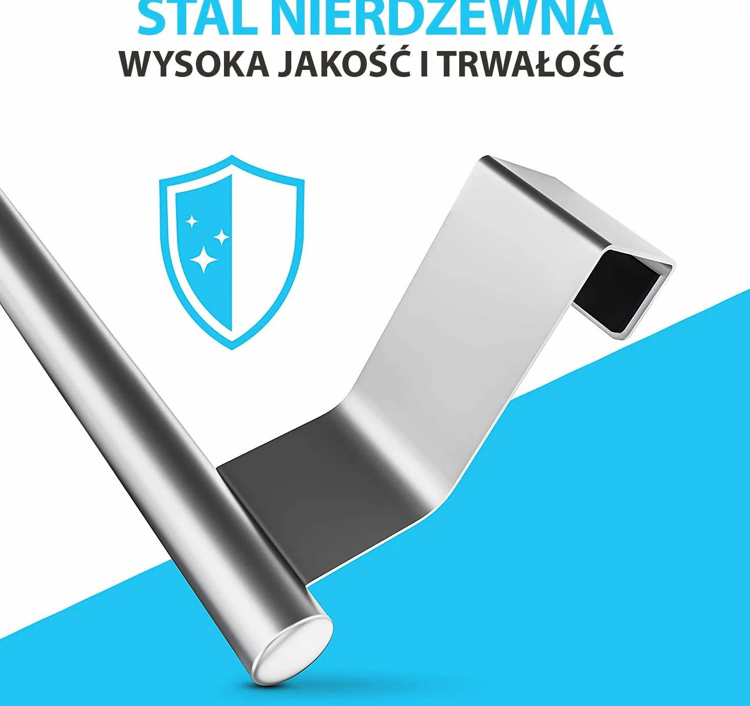 Uchwyt na ręczniki bez wiercenia 35 cm stal nierdzewna drzwi wiszące z 2 hakami