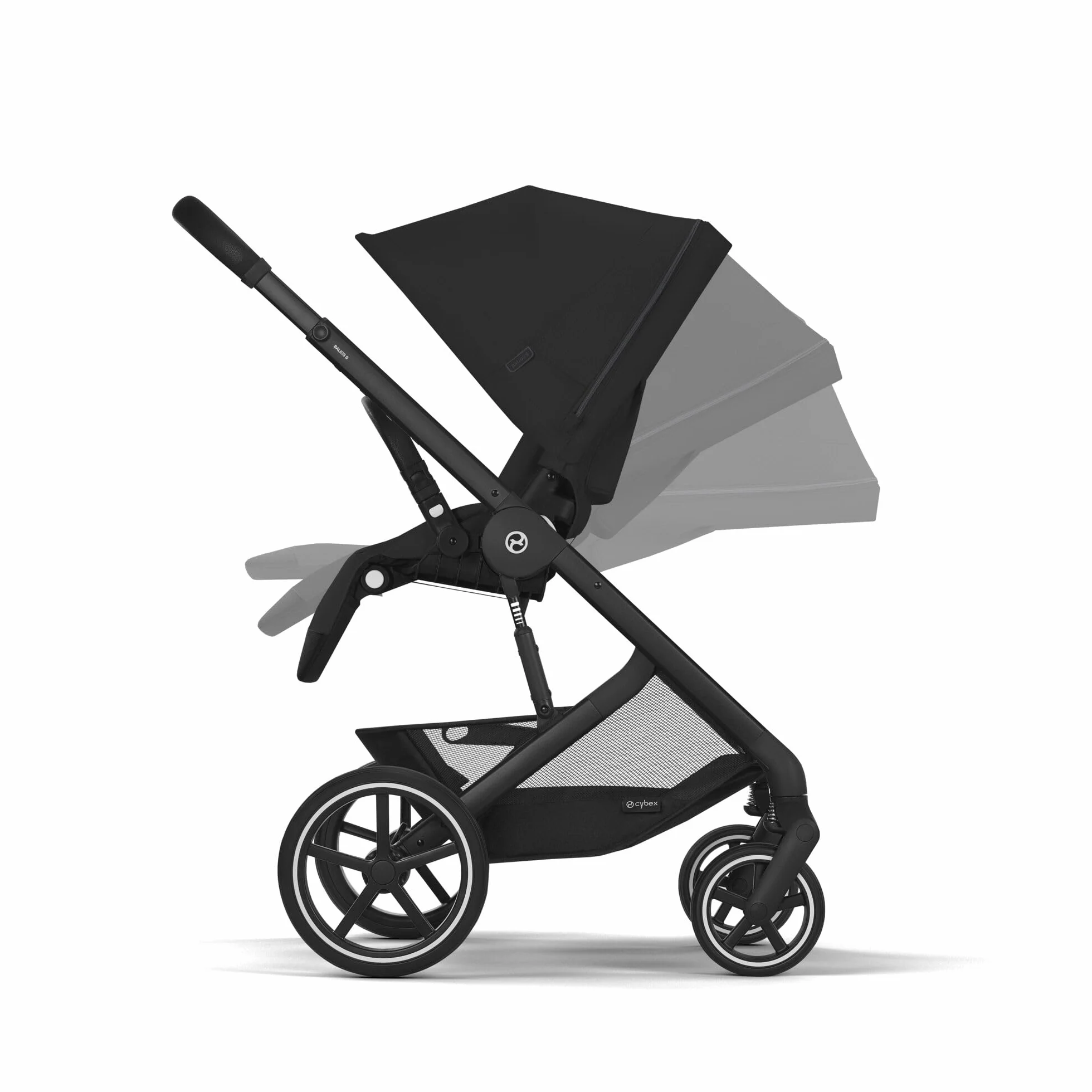 CYBEX Gold Wózek Dziecięcy Balios S Lux, Ergonomiczna Pozycja Leżenia, System Pasów Obsługiwany Jedną Ręką, Od Urodzenia Do 22 Kg (Ok. 4 Lata), Moon Black
