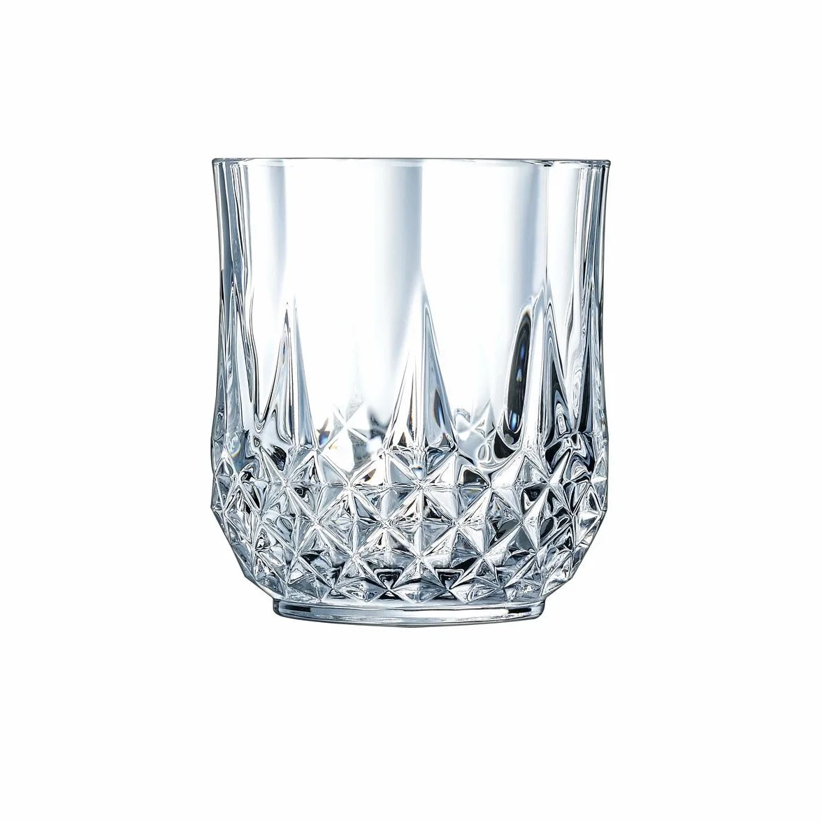 Cristal d'Arques Paris - Kolekcja Longchamp - 6 niskich kieliszków 32cl w Kwarx - Błyszczący, przezroczystość i wysoka wytrzymałość - Ikoniczne listwy - Wyprodukowano we Francji