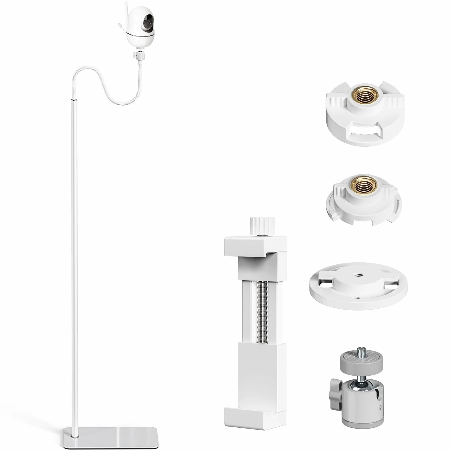Stojak na Kamerę dla Niemowląt, Stojak Podłogowy do Elektronicznej Niani z Regulacją Wysokości 40–170 cm, Stojak na Monitor Kompatybilny z HelloBaby, TP-Link, Mocowanie za Pomocą Śruby 1/4
