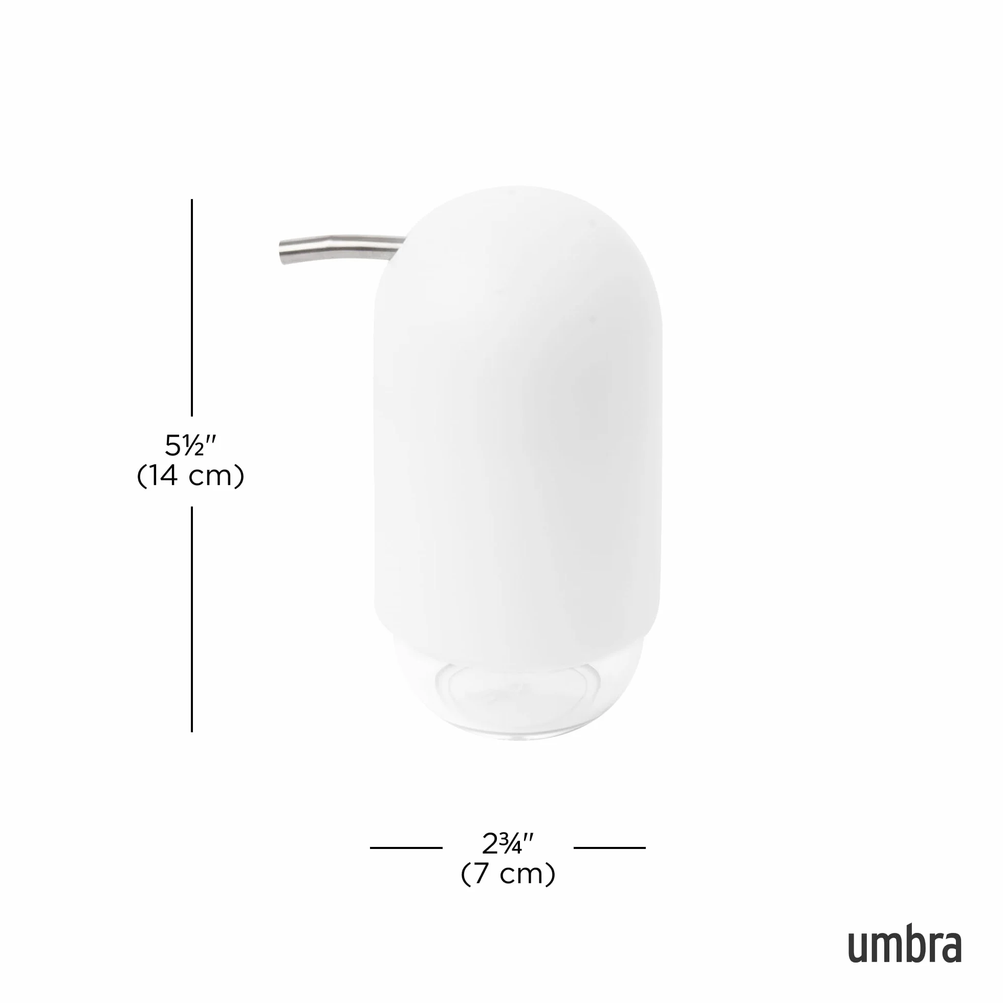 Umbra Dozownik mydła, nowoczesny dozownik mydła w płynie i dozownik płynu do mycia naczyń, wykończenie Soft Touch, do łazienki i kuchni, pojemność 230 ml, biały, 7 x 14 cm, biały