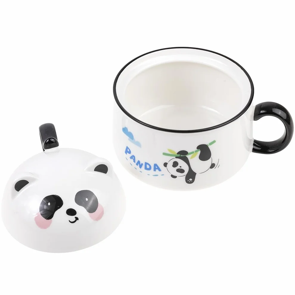 lachineuse - Azjatycka miska ramenowa - Porcelana - 1020 ML - Z pokrywką i sztućcami - Miska śniadaniowa, Zupa, Ryż, Natychmiastowy Makaron - Azjatycki pomysł na prezent, Japonia, Chiny - Biały kolor