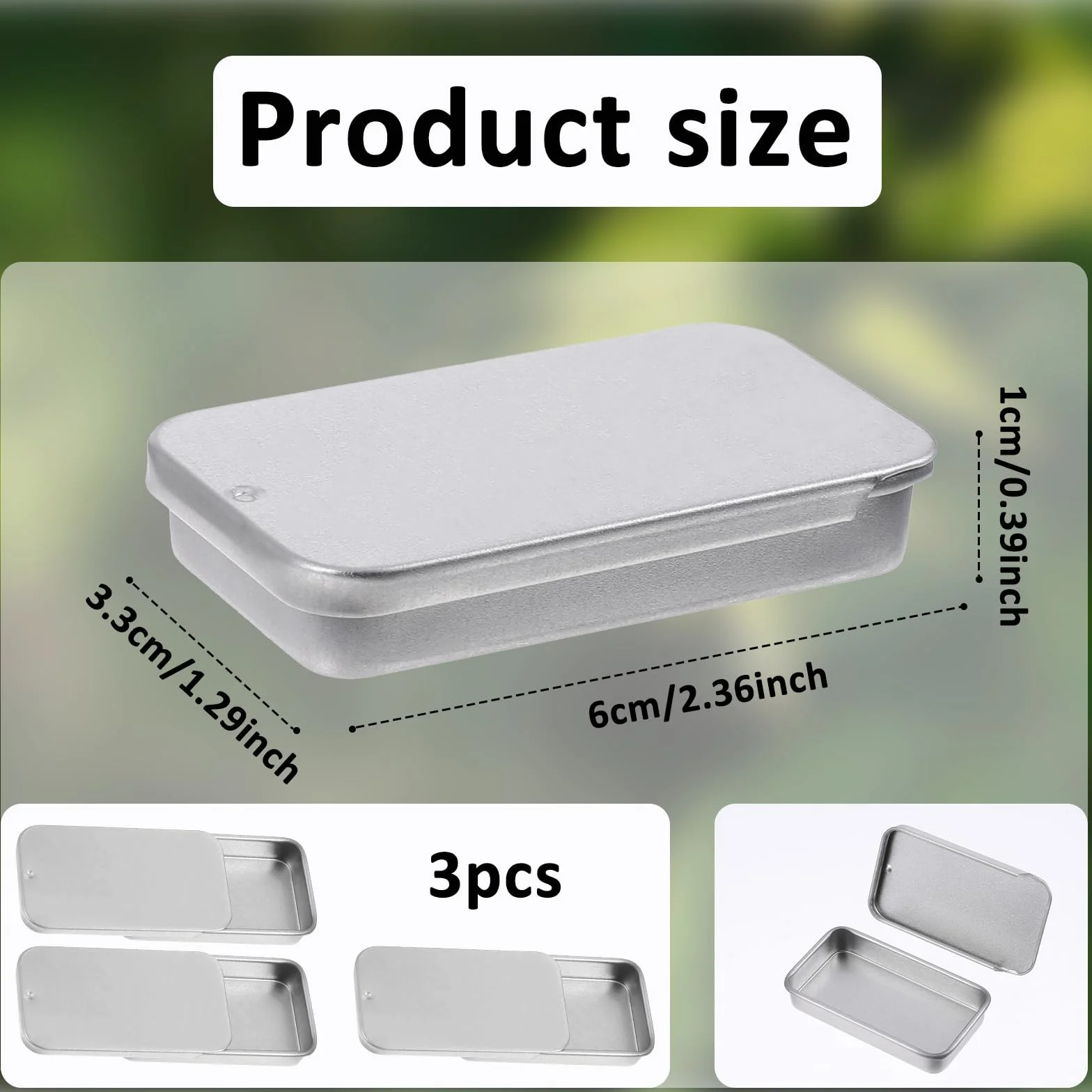 Mini metalowe pudełko, 3 szt. przesuwnych pojemników, prostokątne puszki na biżuterię, rękodzieło, cukierki, uchwyt na karty podarunkowe, mały metalowy organizer (srebrny)