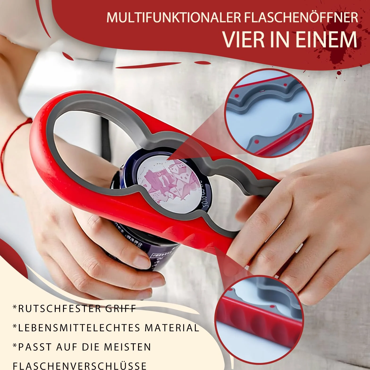Dwuczęściowy Otwieracz Do Butelek, Otwieracz Do Puszek Z Nakrętką, Otwieracz 5 W 1 Słoików Zakręcanych, Otwieracz 4 W 1 Słoików, Pomaga Osobom O Słabych Dłoniach I Cierpiącym Na Artretyzm.