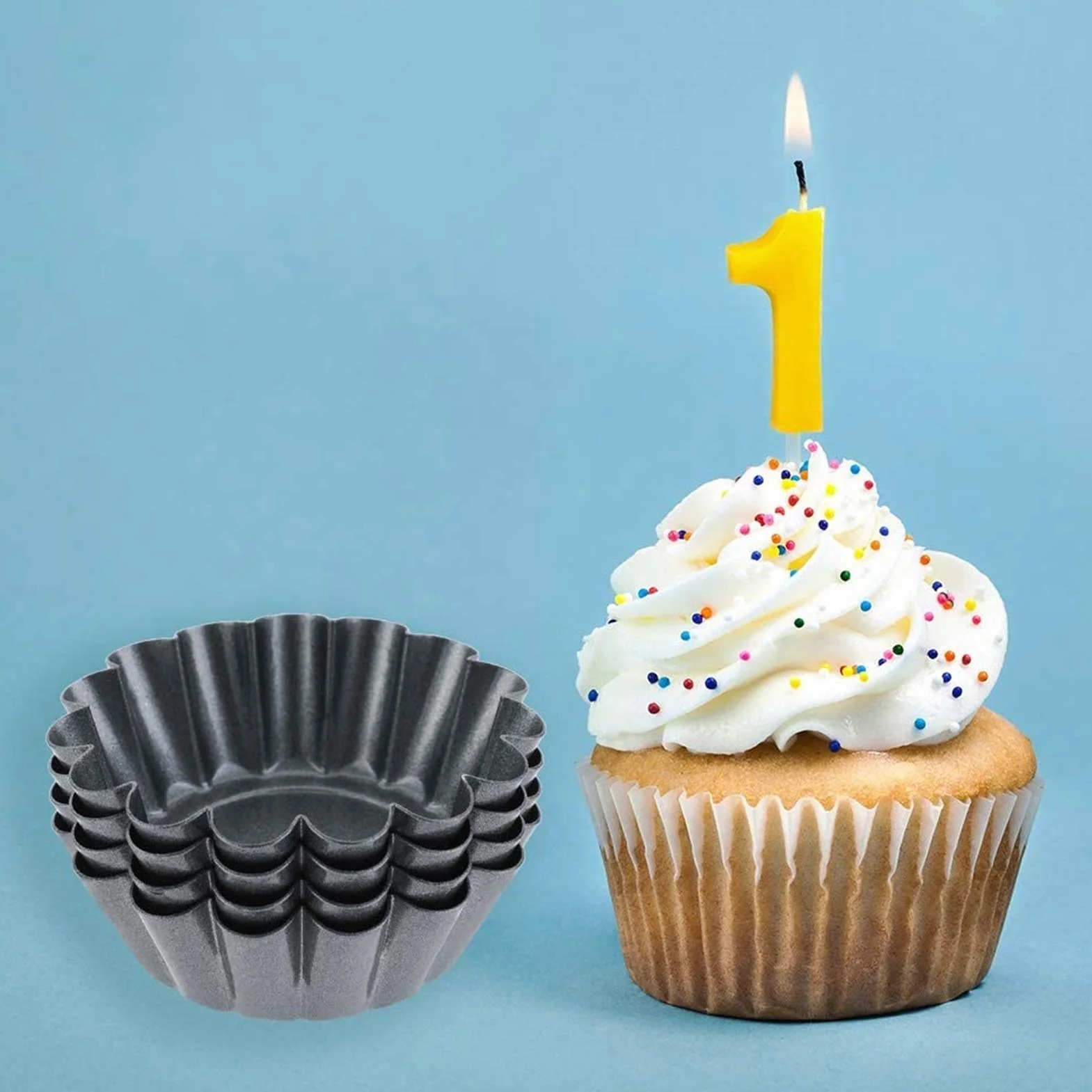 RJJ 12 sztuk Mini Cupcake Formy do pieczenia Ciasto Muffin Mold Tin PAN Peb Do Pieczenia, Formy Puddingu Non-Stick, Formy do pieczenia