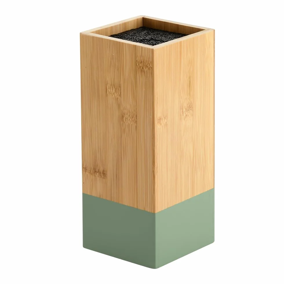 KESPER | blok na noże, materiał: bambus, tworzywo sztuczne, wymiary: 10 x 10 cm, wys. : 23 cm, kolor: brązowy, zielony | 58031