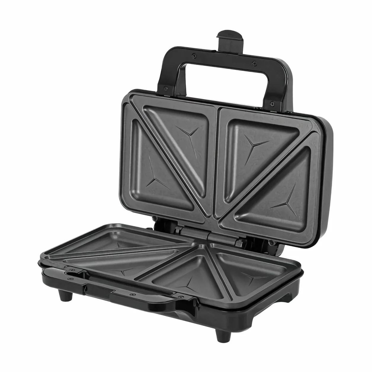 MPM - MOP-20M - Opiekacz do Kanapek - do 4 Trójkątnych Kanapek/Panini - 900W - Obudowa ze Stali Nierdzewnej - Powłoka Nieprzywierająca - Automatyczna Regulacja Temperatury - Elektryczny - Srebrny