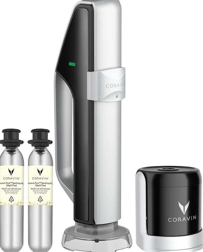 Coravin System konserwacji wina musującego - konserwuj wino przez 4 tygodnie - oszczędność wina do wina musującego - z kapsułkami gazu gazowego czystego gazu musującego - do szampana i innych win
