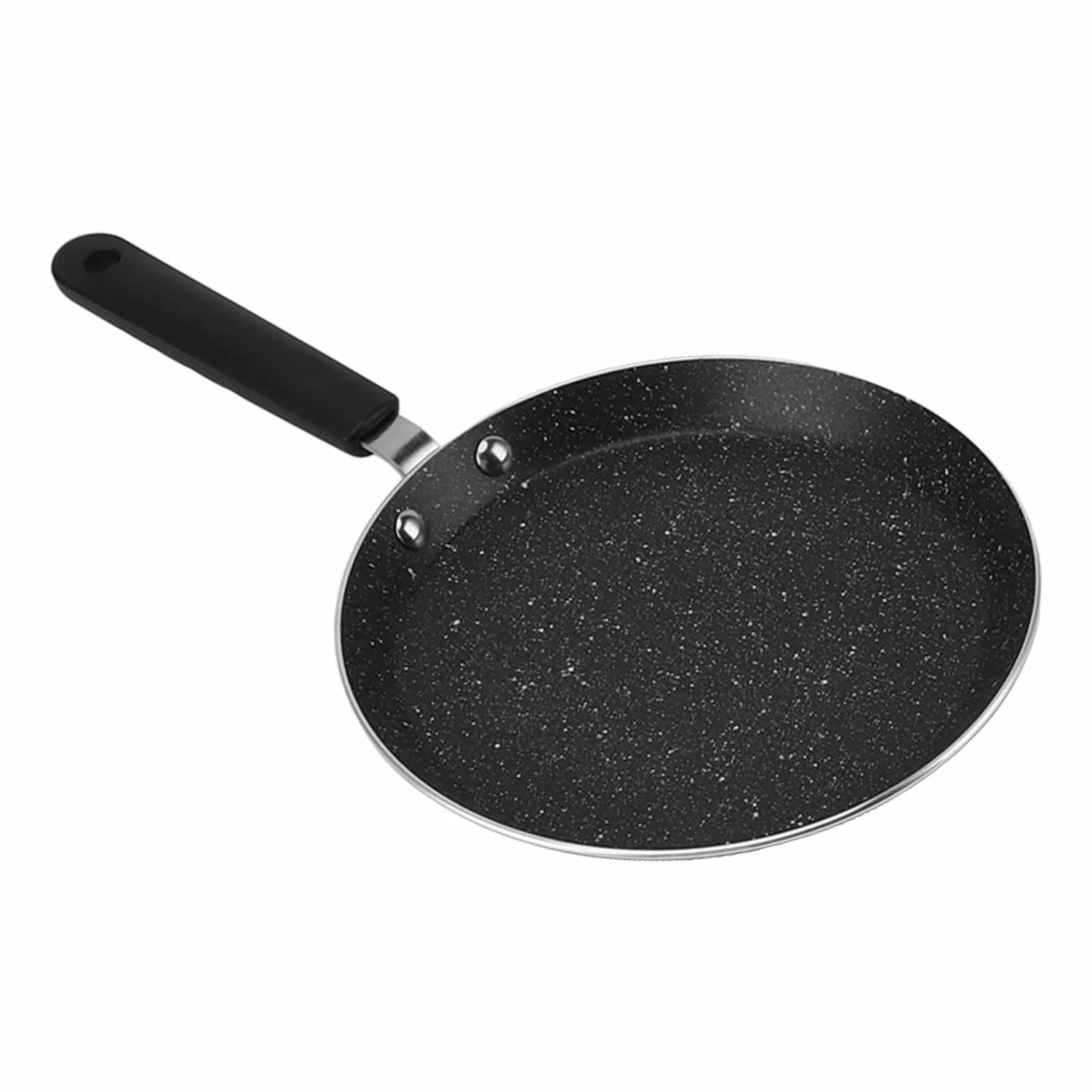 Tissting Patelnia do naleśników, 15 cm, 20 cm, stop aluminium, nieprzywierająca patelnia Dosa z plastikowym uchwytem, okrągła płaska patelnia do kuchenki indukcyjnej, kuchenki gazowej (20 cm)