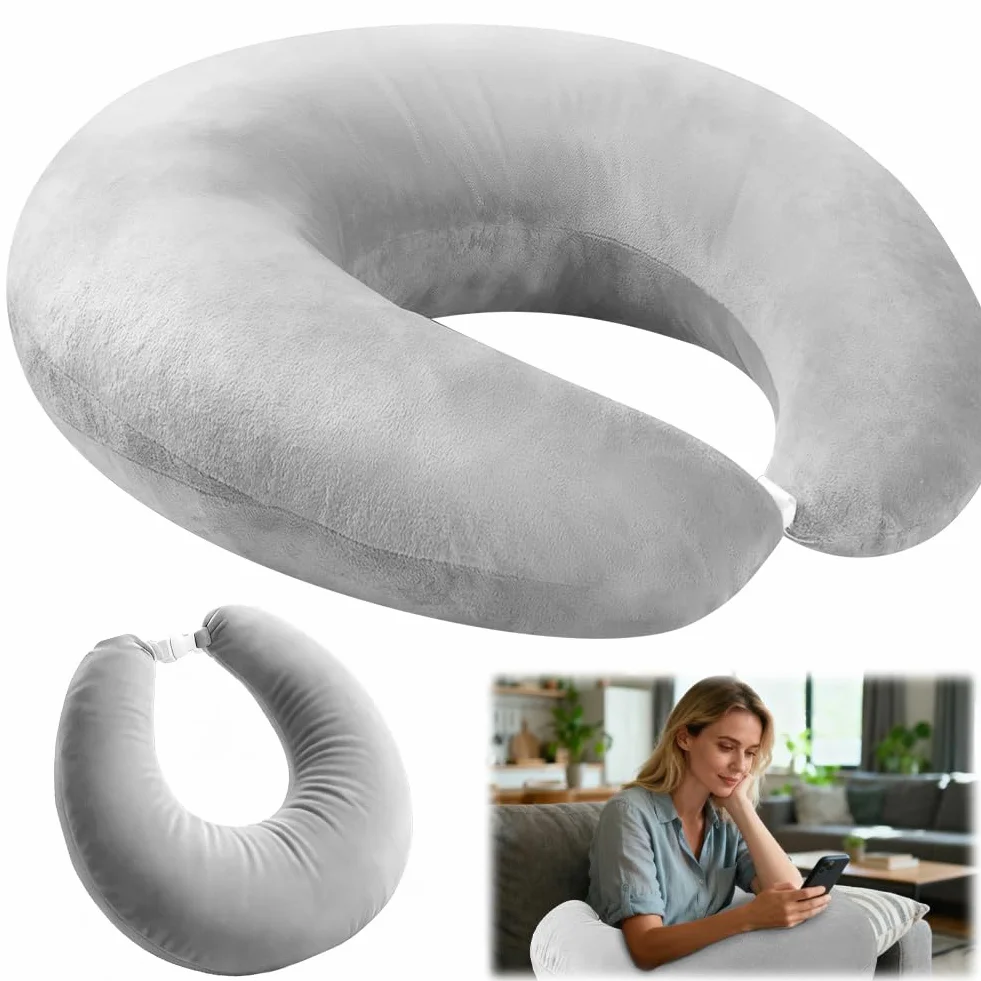 Ergonomiczna poduszka Crealis podpierająca do szydełkowania i gier, szara
