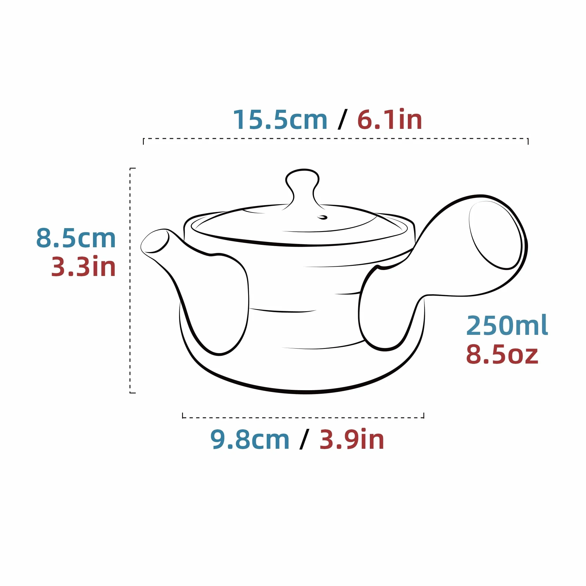 TEANAGOO Ceramiczny dzbanek do herbaty z filtrem, mały, sypki/japoński kyusu (8,5 oz) ze steeperem, dzbanki do herbaty na imprezę