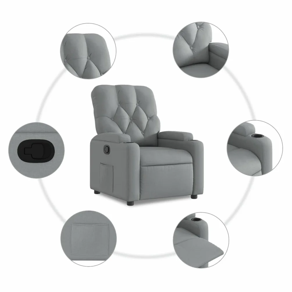 vidaXL Fotel rozkładany, jasnoszary, tapicerowany tkaniną, fotel rozkładany, rozkładany fotel, nowoczesny fotel, fotel, fotel regulowany