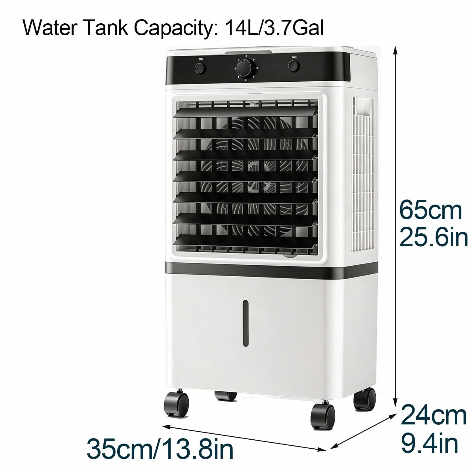 Klimator Ewaporacyjny 14L 65×35×24cm, 3 Prędkości, 2 Wkłady Chłodzące do Domu i Biura