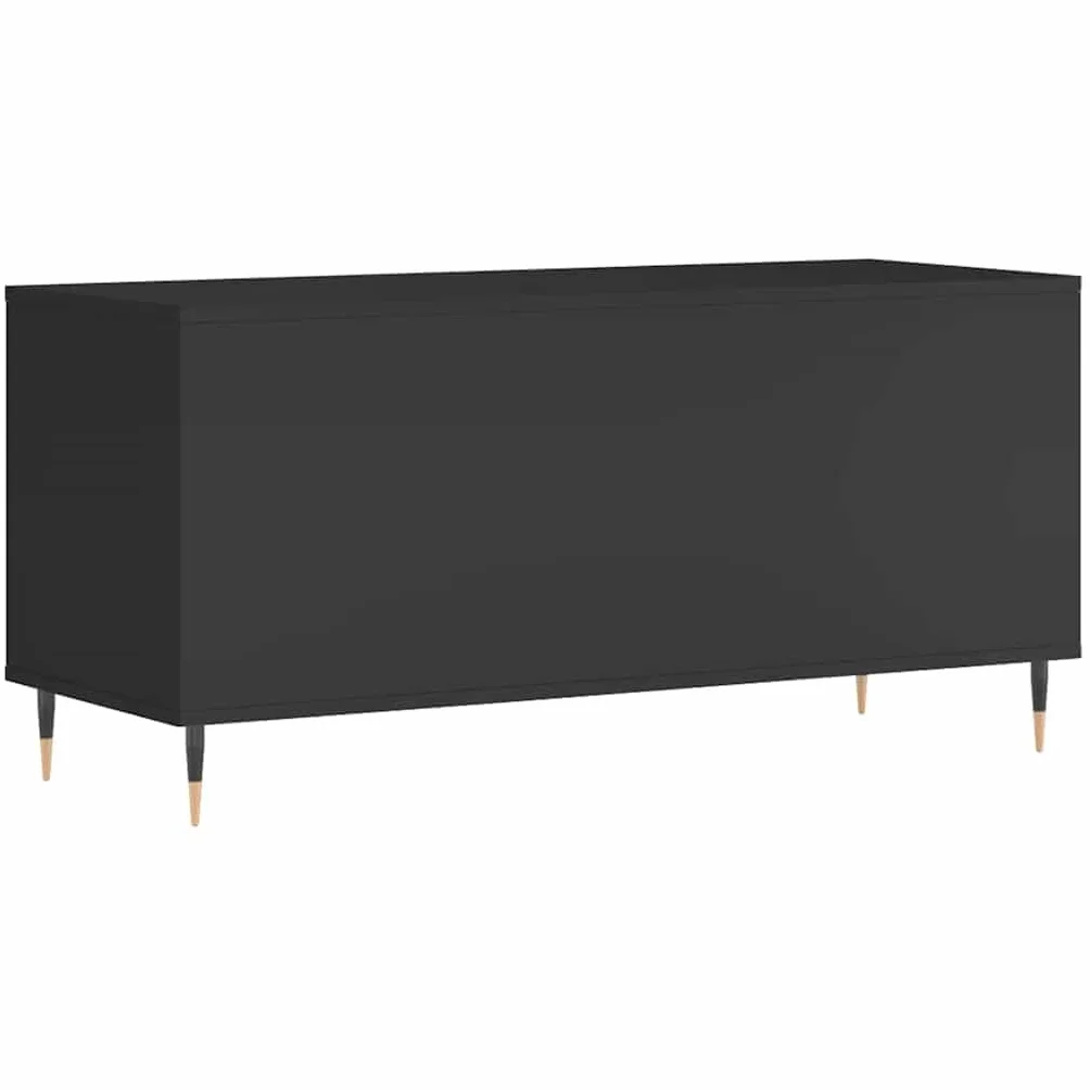 Hothingwell Szafka na płyty winylowe, czarna, 100 x 38 x 48 cm, z drewna konstrukcyjnego, szafka z półkami do przechowywania i eksponowania płyt LP, wytrzymały blat na urządzenia elektroniczne,