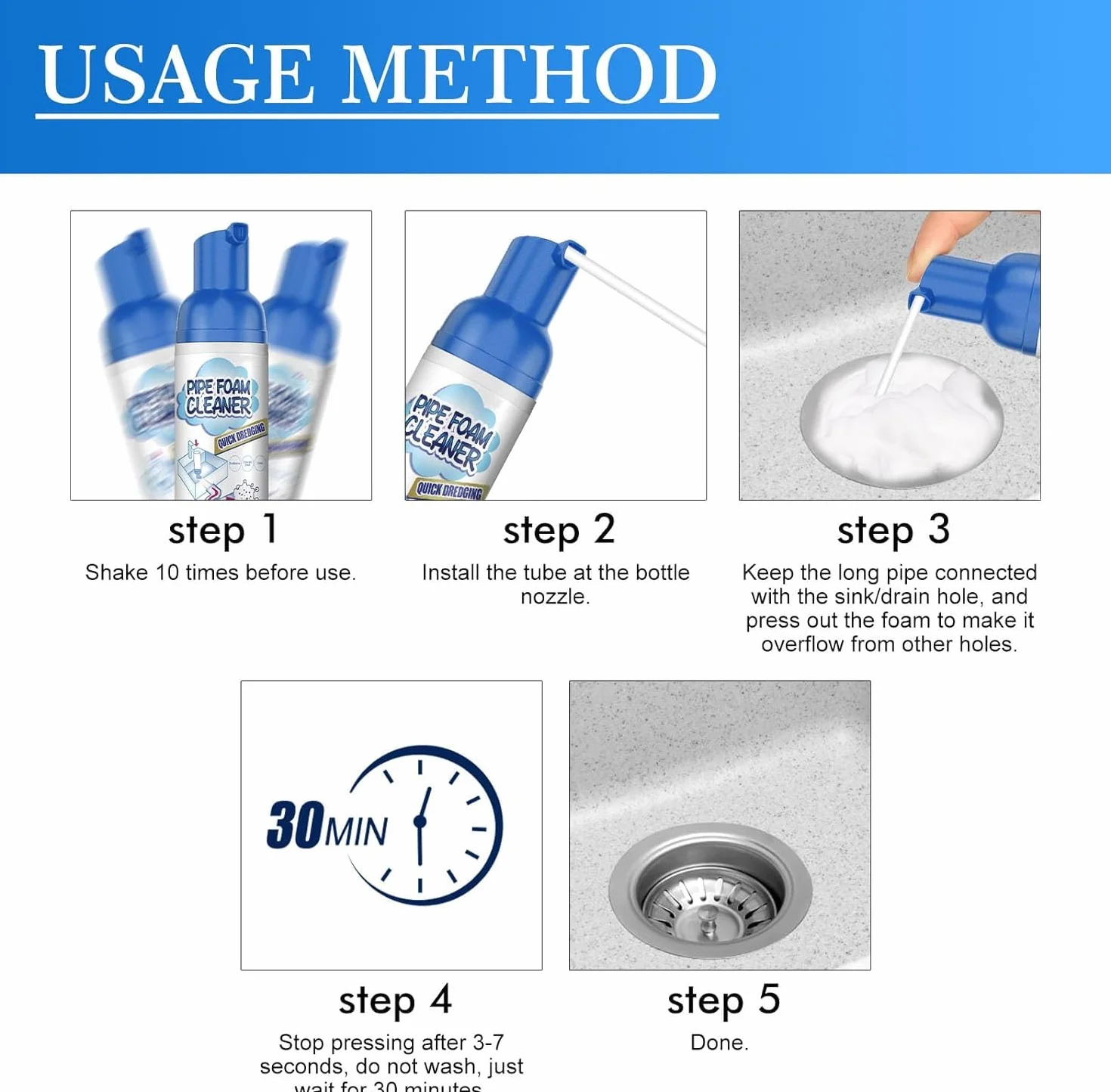 2Pcs Yugou Drain Cleaner,Foam Drain Cleaner For Bathroom Sink,Powerful Sink And Drain Cleaner Foam,Clog Remover For Kitchen Drain,Sinks,Tubs
