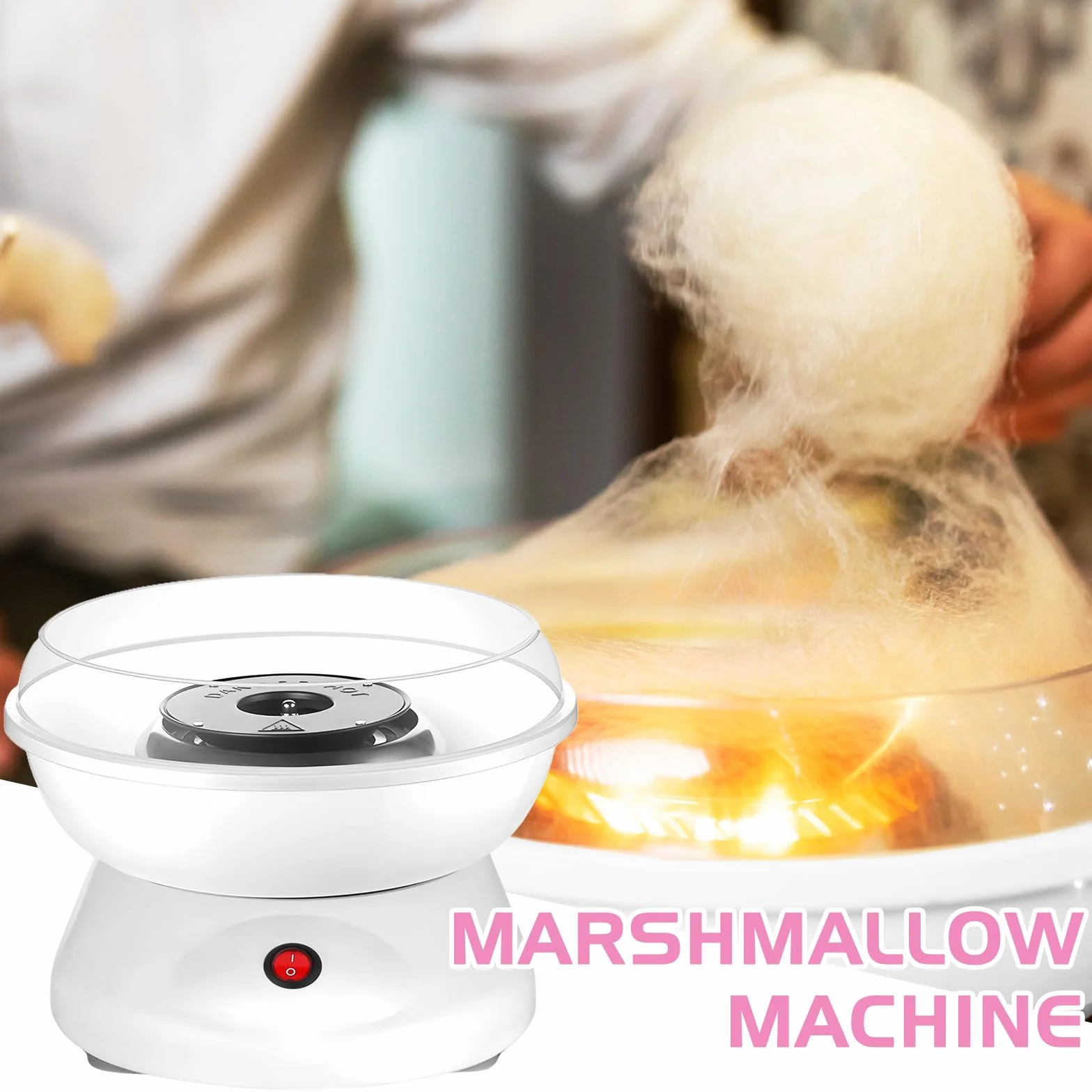 Maszyna do waty cukrowej do domu, maszyna do waty cukrowej, w stylu retro, 450 W, na różne imprezy, prosta obsługa i łatwe czyszczenie, z akcesoriami (biała)
