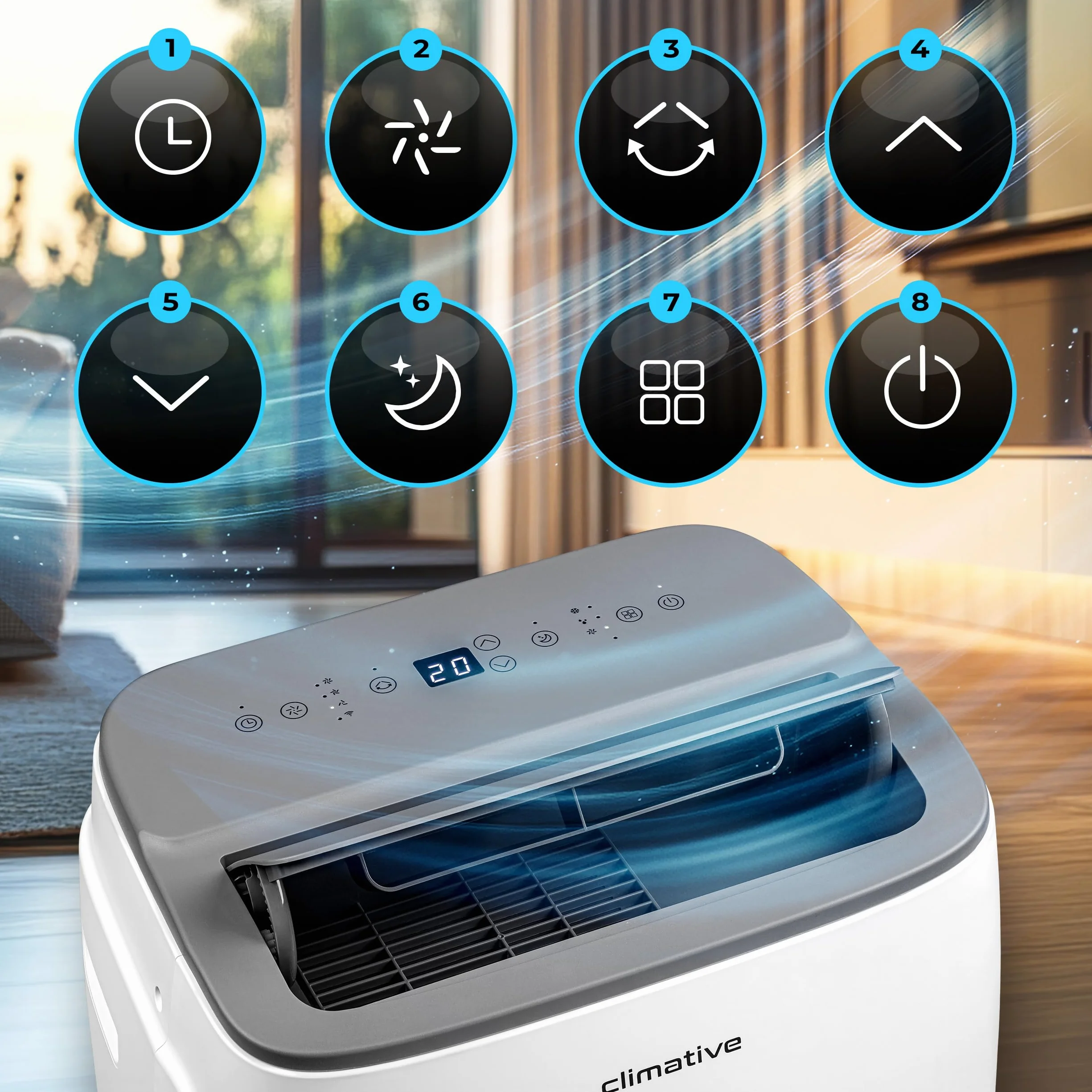 Climative AC41-S JET WiFi Klimatyzator przenośny 4,1 kW BTU 14000 41 m² 3w1 Osuszanie Wentylacja