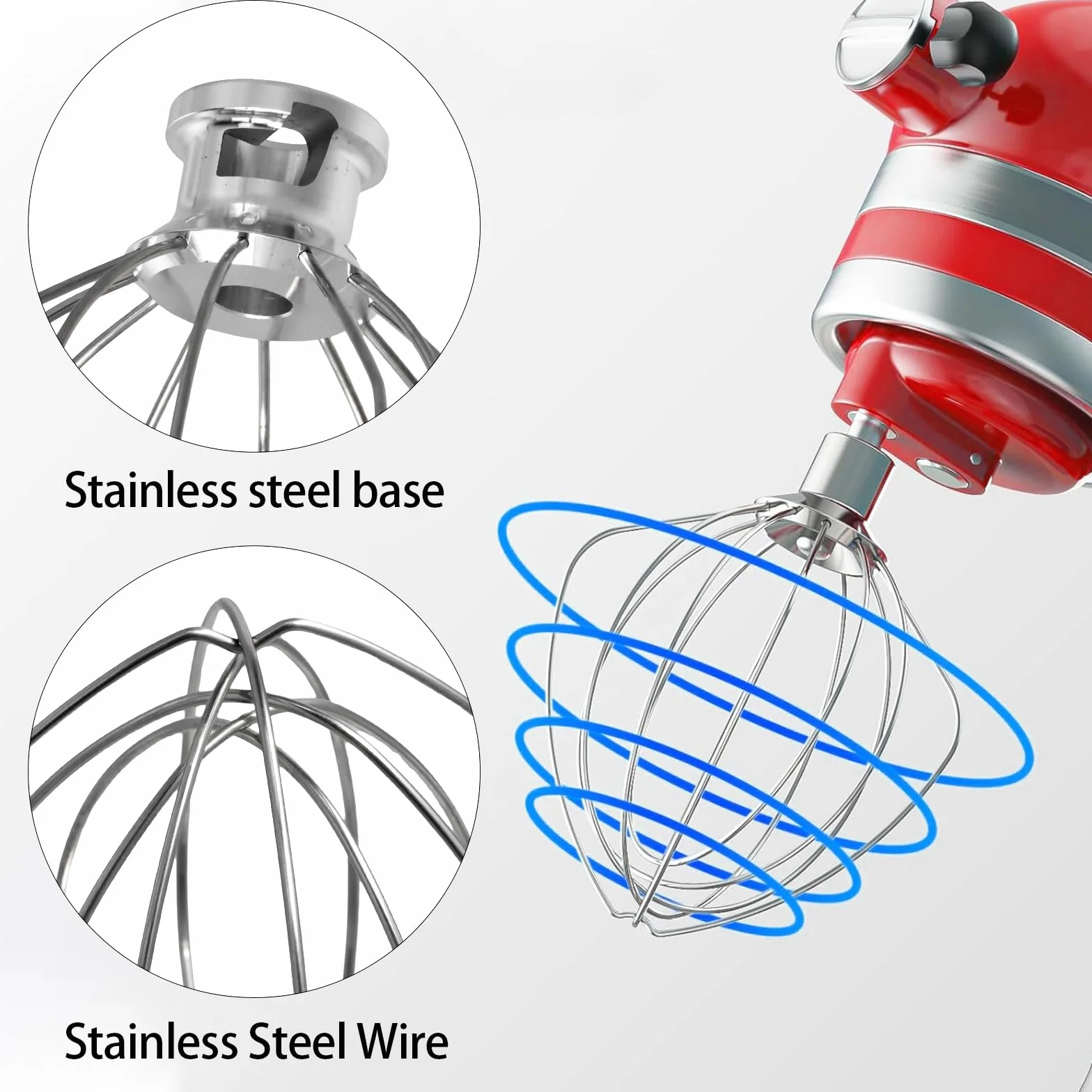 K45WW 6-żyłowa trzepaczka wymienna akcesoria ze stali nierdzewnej, kompatybilny z KitchenAid, trzepaczka do ugniatania, 4,5QT