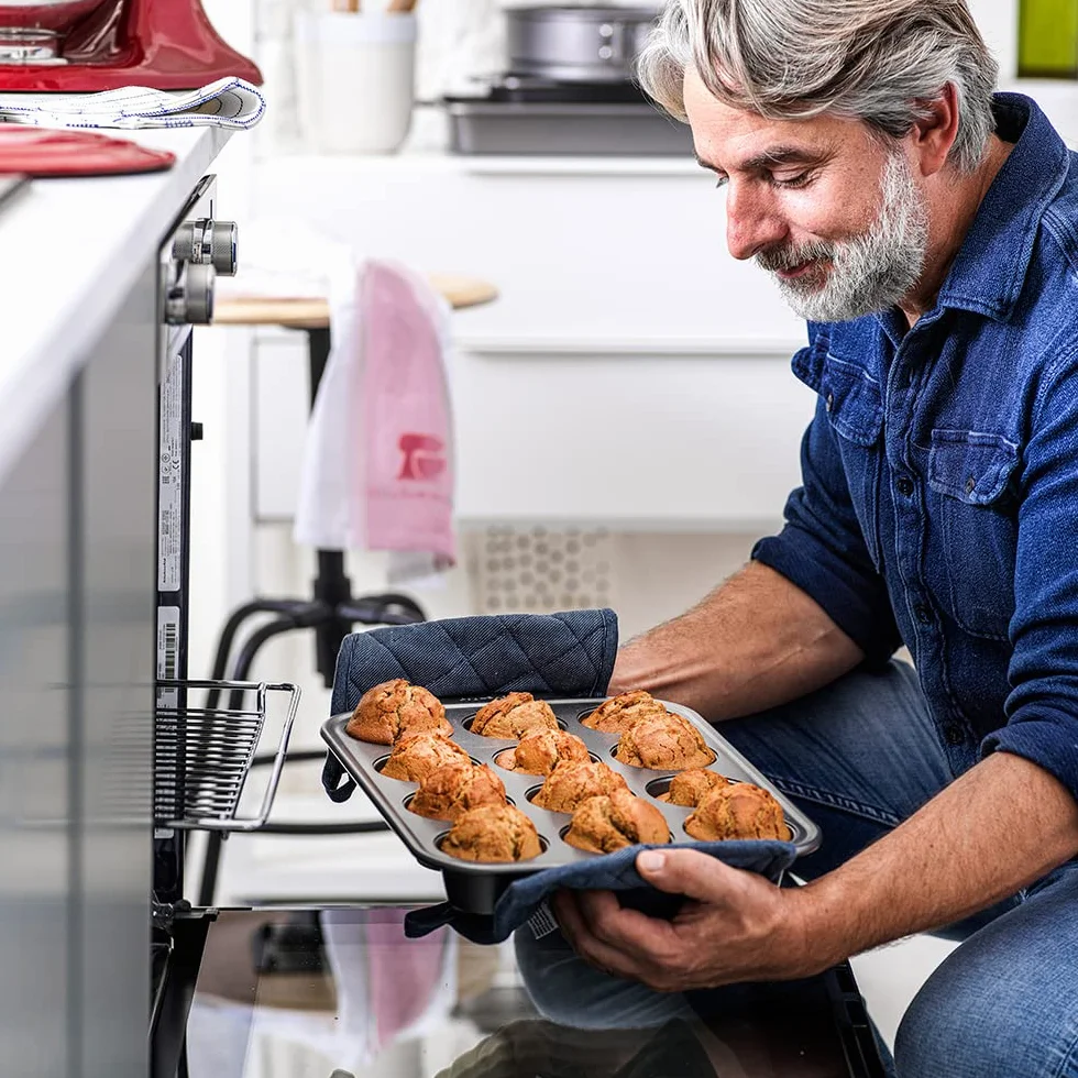 KitchenAid Aluminized Steel 5-częściowy zestaw foremek do pieczenia, powłoka nieprzywierająca bez PFAS, nadaje się do piekarnika, mycia w zmywarce, kolor szary