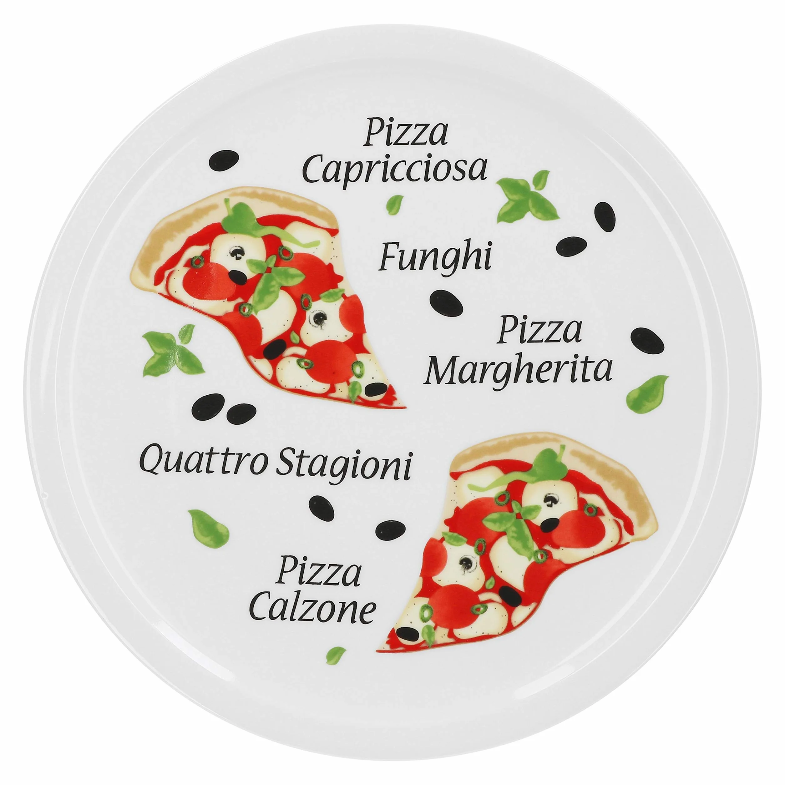Van Well zestaw 2 włoskie talerze do pizzy duże ø 30,5cm Margherita – porcelanowe talerze XL do pizzy i makaronu – nadają się do mikrofalówki, odporne na mycie w zmywarce, można układać jeden na