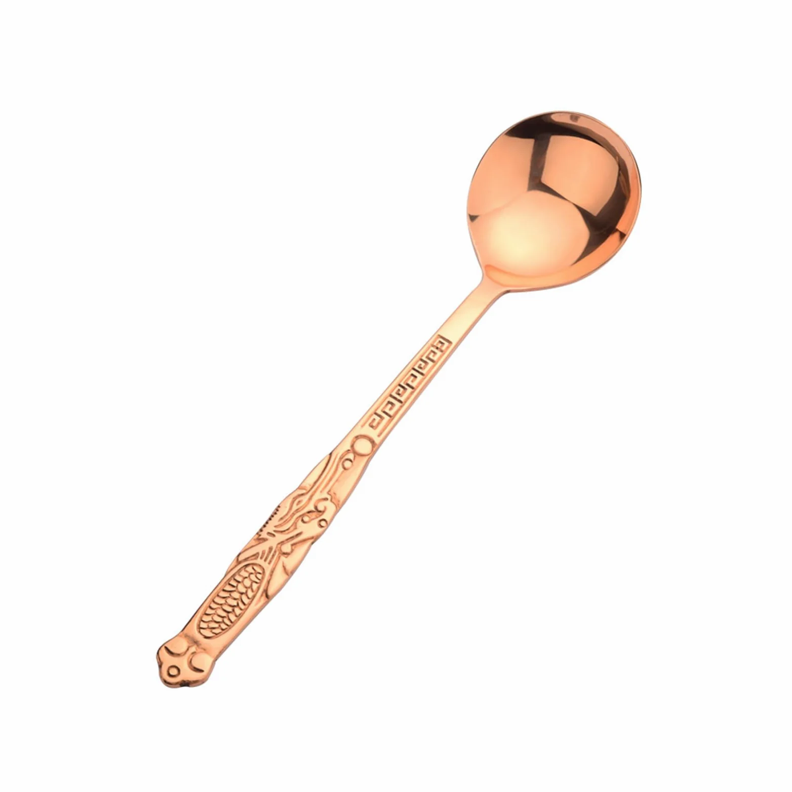 Łyżka w 100% z czystej miedzi, 19 cm kucie jako stara miedziana łyżka w stylu retro, odpowiednia do rodzinnych posiłków, restauracji, deserów, ciast, lodów (1)