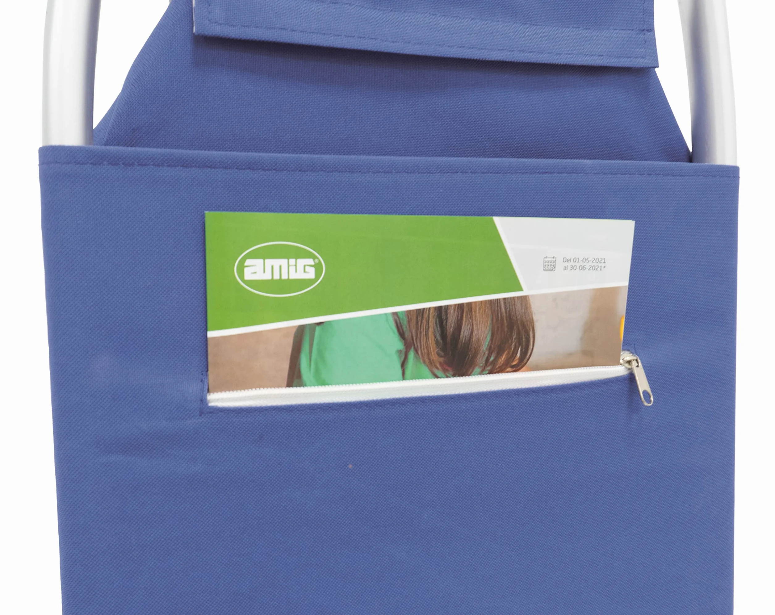 Amig – Wózek na zakupy z 2 kółkami – regulowana torba – lekkie aluminium – maksymalna nośność: 15 kg – 50 l pojemności – wymiary: 95 x 45,5 x 12 cm – kolor: niebieski