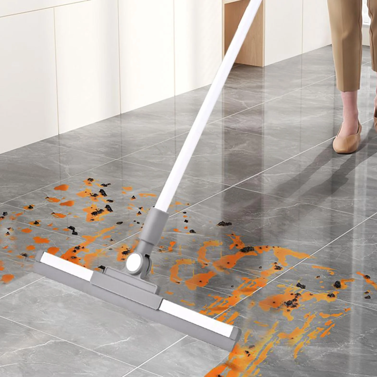 Silicone Broom for Floors Cleaning, Extendable Floor Mop & Pet Hair Remover, Multifunctional Window Cleaner, 450g-500g