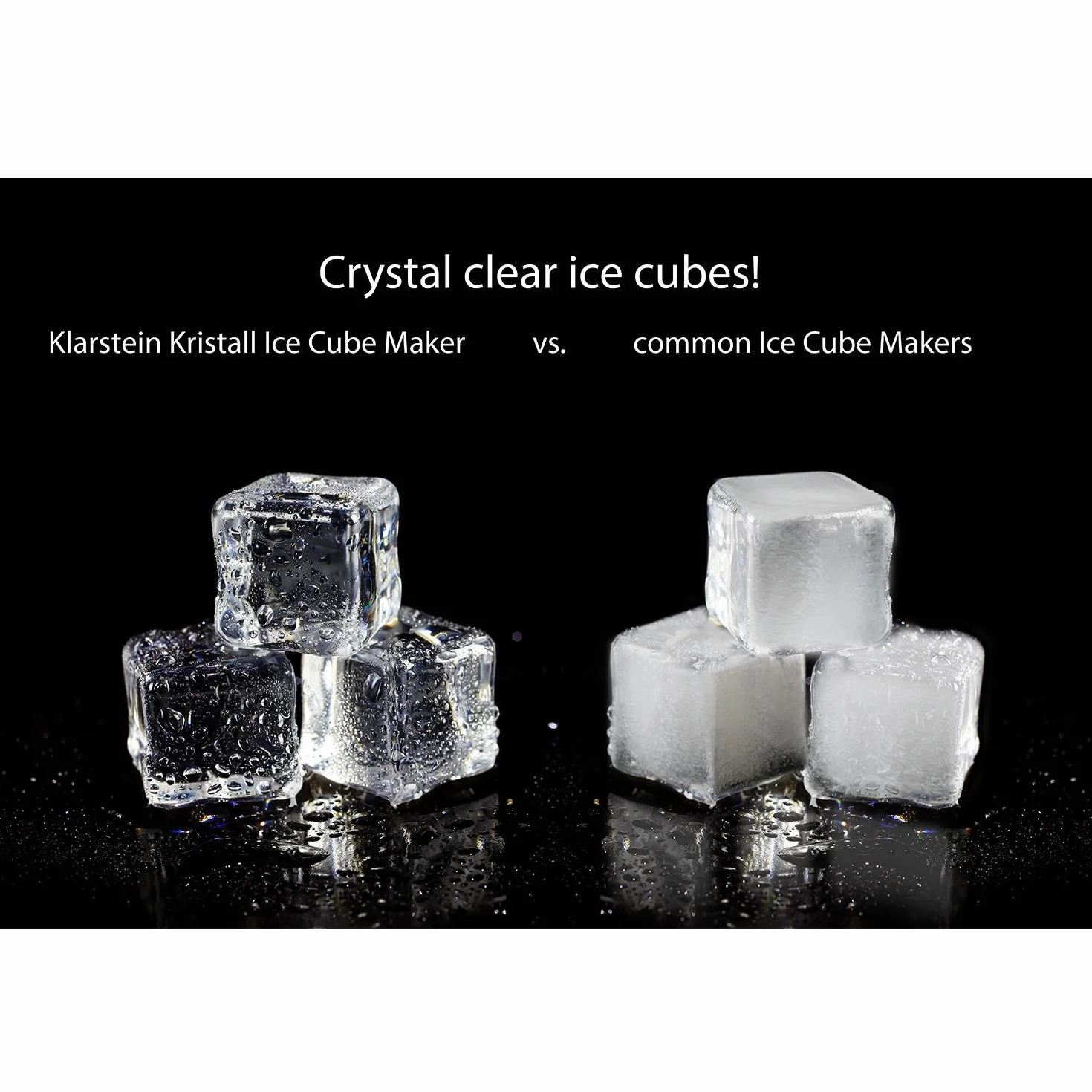 Klarstein Kristal Ice Edition - Maszyna do lodu kryształowego, kostkarka do lodu, zbiornik 2,5 l, 2 rozmiary kostek, wyświetlacz poziomu wody i lodu, system cyrkulacji: kształt kostek do topienia, R600a, do 15 kg/godz., srebrny