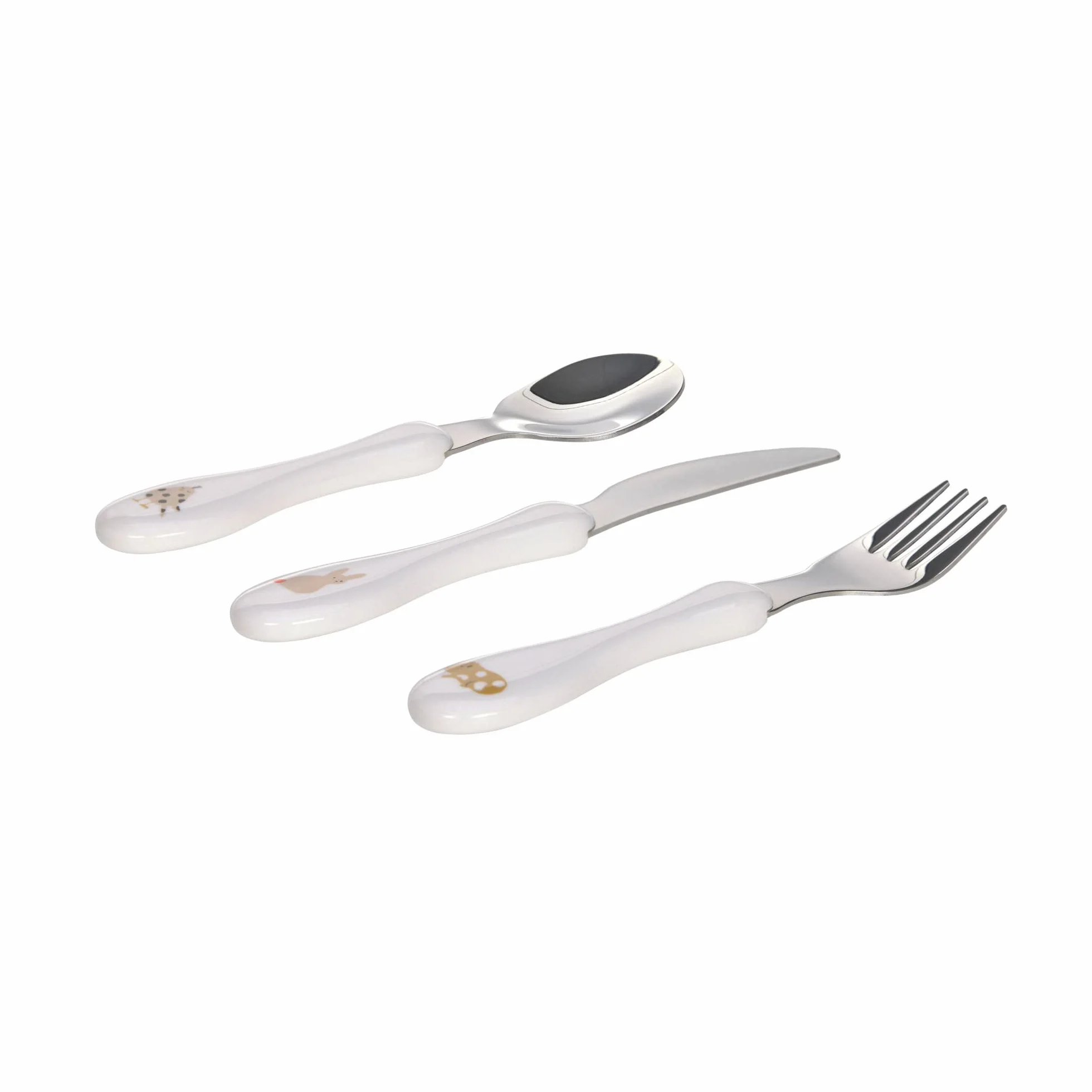 LÄSSIG Zestaw sztućców dla dzieci, 3-częściowy, łyżka, widelec, nóż, stal nierdzewna, uchwyt z tworzywa sztucznego/Cutlery Little Mateys spicy orange