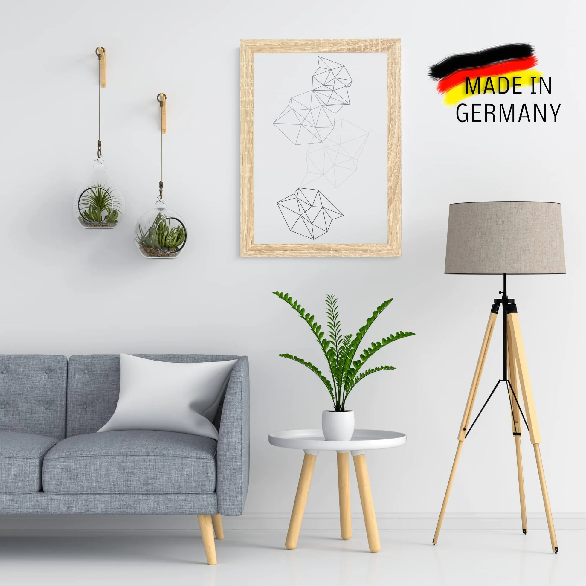 CLAMARO "COLLAGE 20" ramka na zdjęcia 85x120 wykonana na miarę ręcznie | dąb sonoma | nowoczesna, 20 mm szeroka, elegancka konstrukcja ramki z MDF, drewno w kolorze dębu, łącznie z szkłem akrylowym