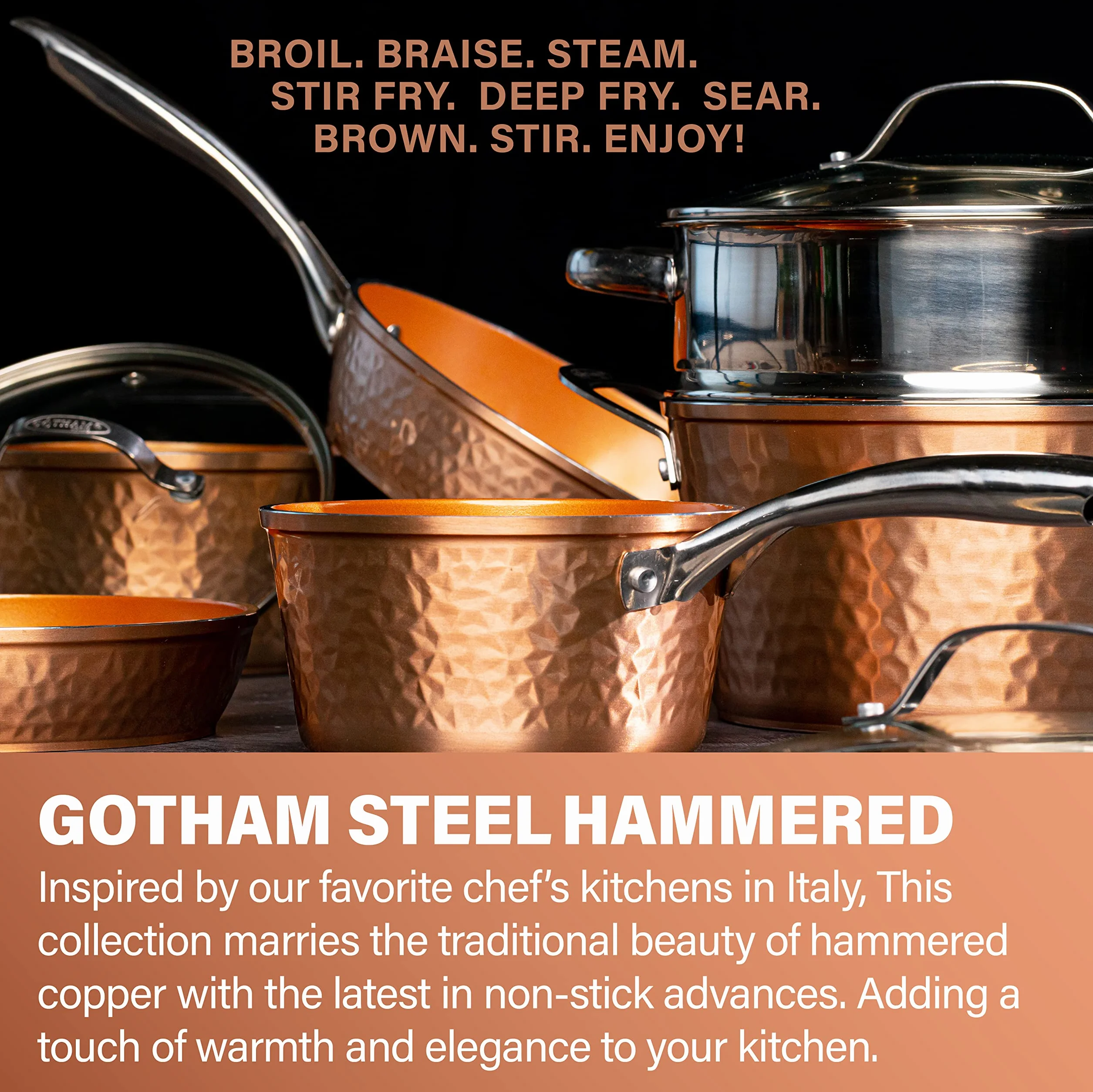 Gotham Steel Młotkowana mini patelnia do jajek i omletów, aluminium, miedź