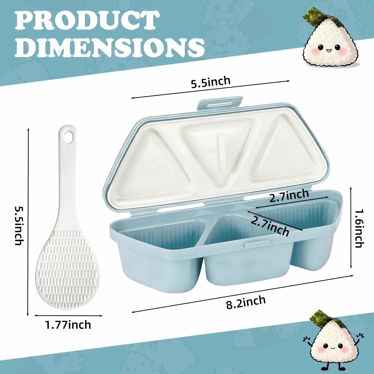 Forma na onigiri 6 w 1 Forma na trójkątne sushi z łopatką Na wycieczki Pikniki Lunchbox Produkcja sushi Forma na ryżowe kule z algą