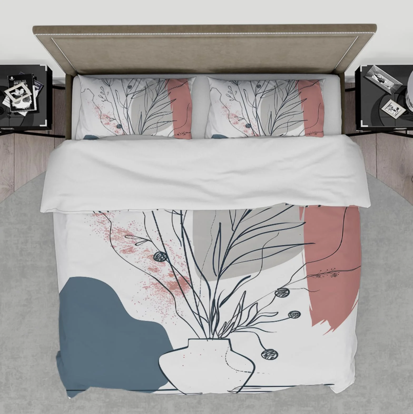 Poszwa na kołdrę w stylu nordyckim w stylu nordyckim Mid Century Boho Miękka oddychająca pościel na cały sezon 3-częściowy zestaw pościeli z 2 poszewkami na poduszki 180x220cm