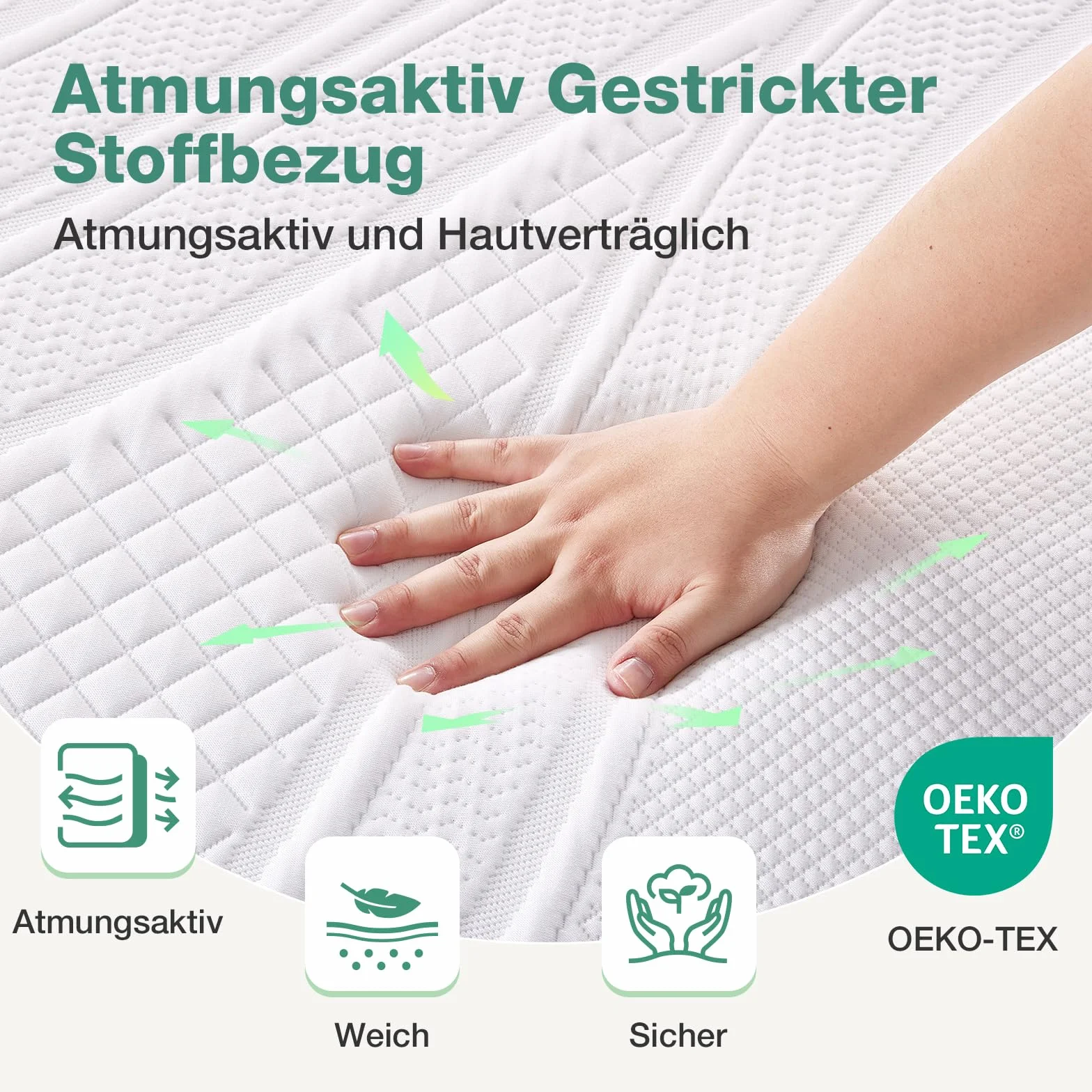 Novilla Topper Viscoelastic 160x200 5 cm, żelowy materac, nakładka na materac z pianki Memory Foam Mattress, bambusowy topper, zdejmowany i nadający się do prania pokrowiec na materac, biały