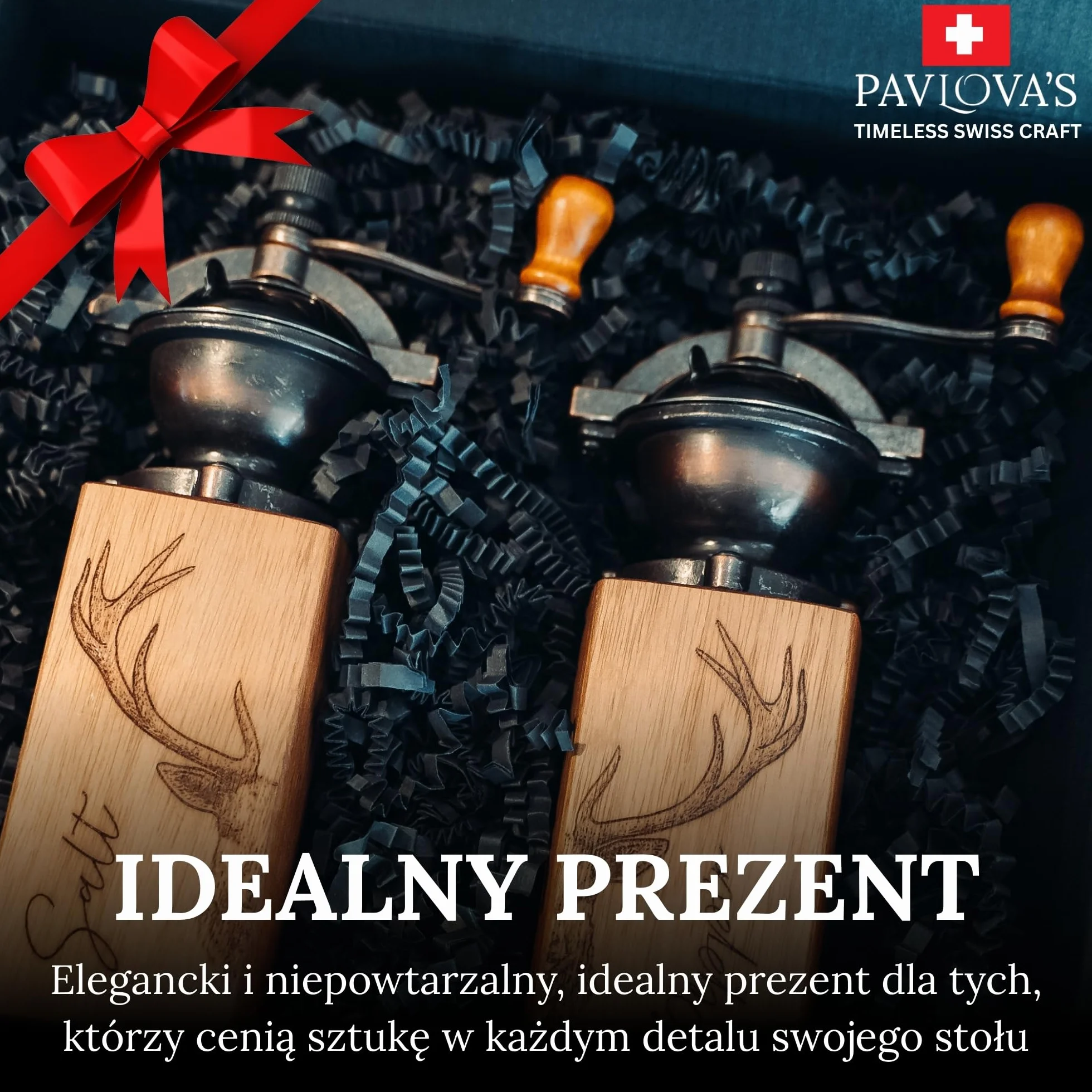 Vintage zestaw młynków do soli i pieprzu, młynek do przypraw z litego drewna z regulowanym mechanizmem ceramicznym, limitowana edycja, ręcznie robione w Szwajcarii, z ręczną korbą, prezent