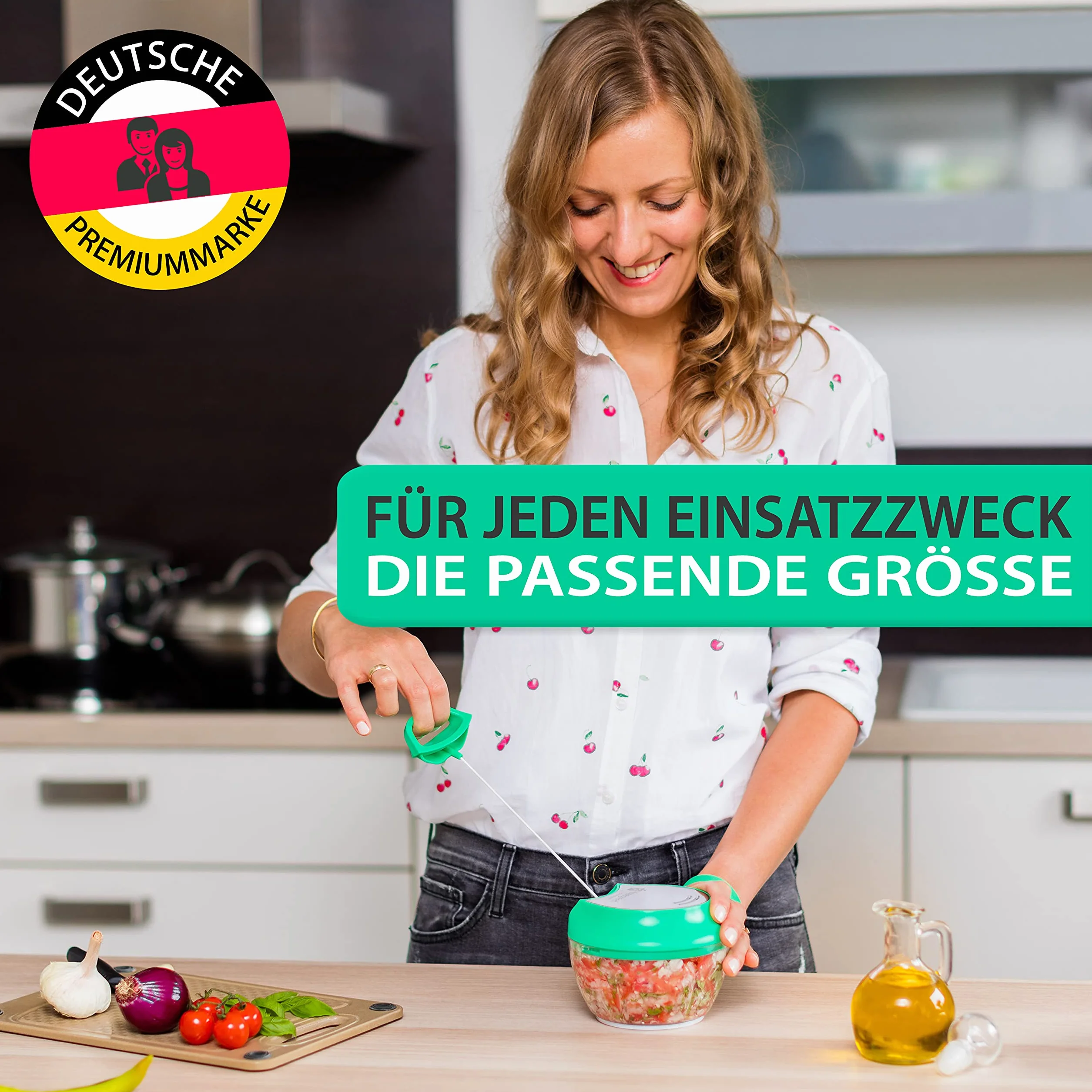 freegreen® Germany krajalnica do warzyw 540 ml, wielofunkcyjna szatkownica, uniwersalna szatkownica, idealna do owoców i warzyw, cebuli, czosnku, pomidorów, orzechów