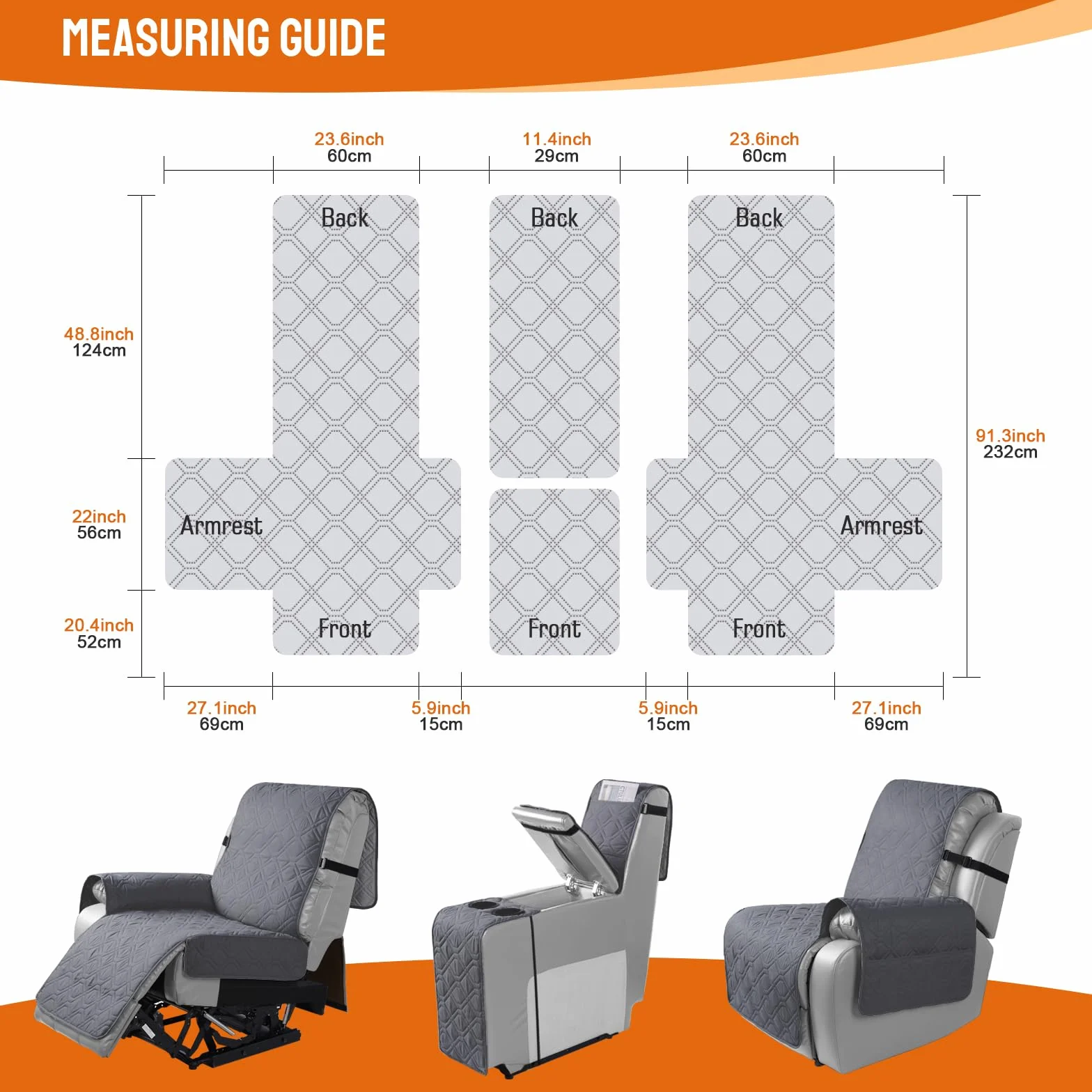 VANSOFY Loveseat Pokrowiec na leżankę z konsolą, w 100% wodoodporne, antypoślizgowy, rozkładana kanapa, pokrowiec na meble dla zwierząt domowych, psów (ciemnoszary)