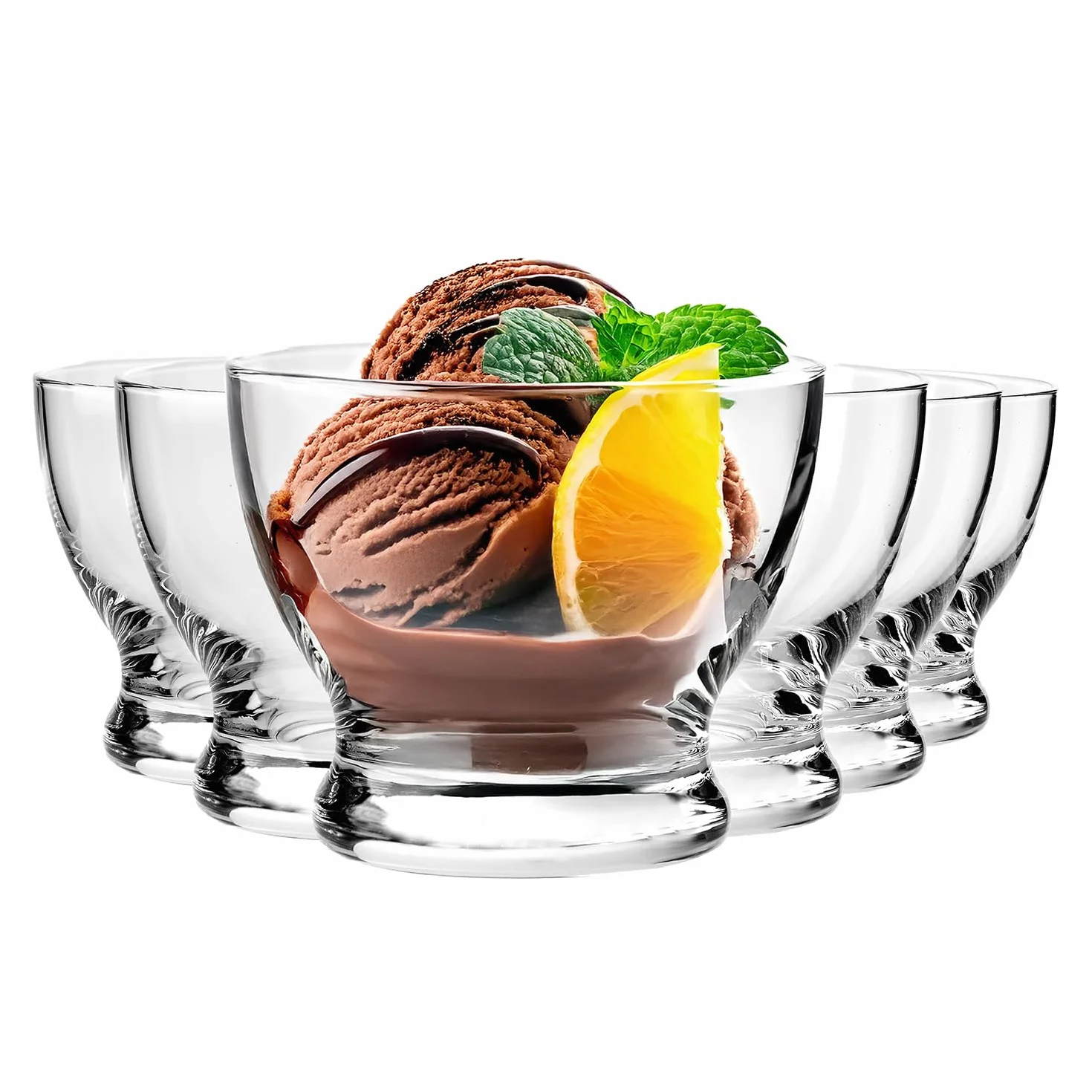KROSNO Pure Pucharki do Lodów 290 ml Zestaw 6 szt – Szkło Kryształowe Bezołowiowe, Miseczki na Desery, Galaretki, Owoce, Dom, Restauracja, Zmywarka