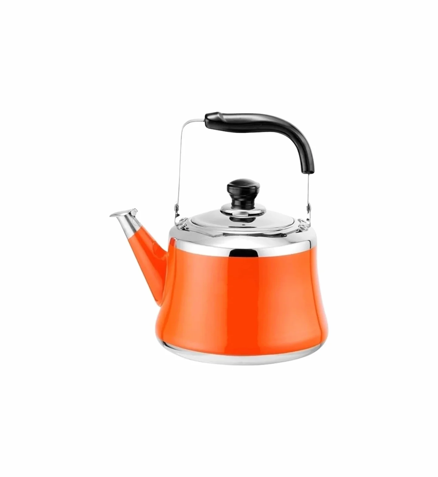 Mały czajnik do herbaty z zaparzaczem, uroczy dzbanek gwizdkiem, ze stali nierdzewnej 304(Orange,2L)